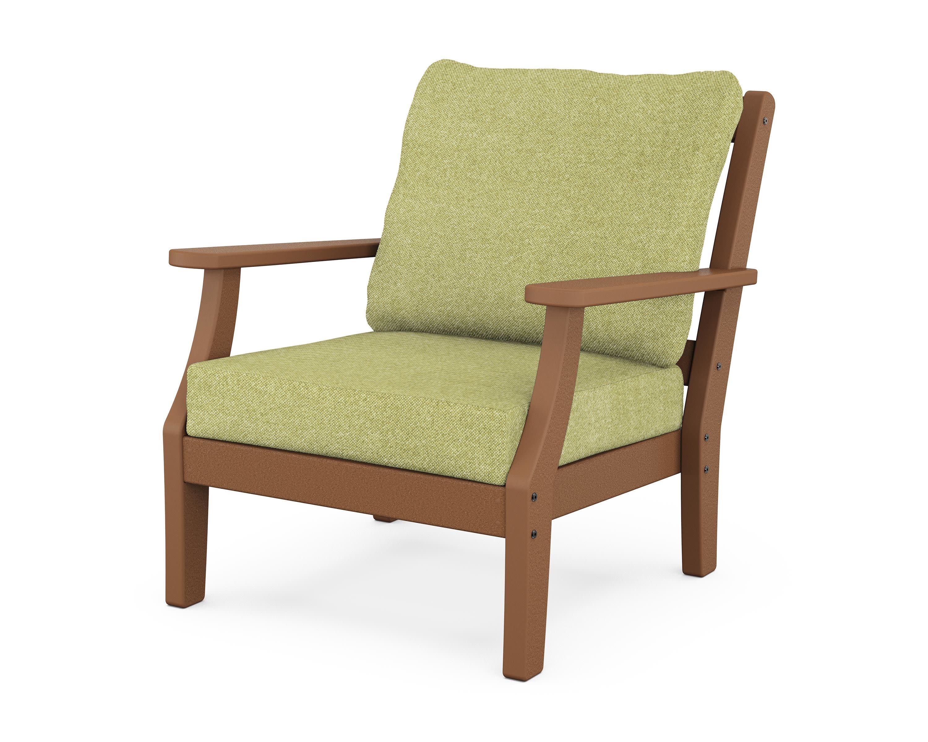 Chinoiserie Deep Seating Chair in Teak / Chartreuse Boucle