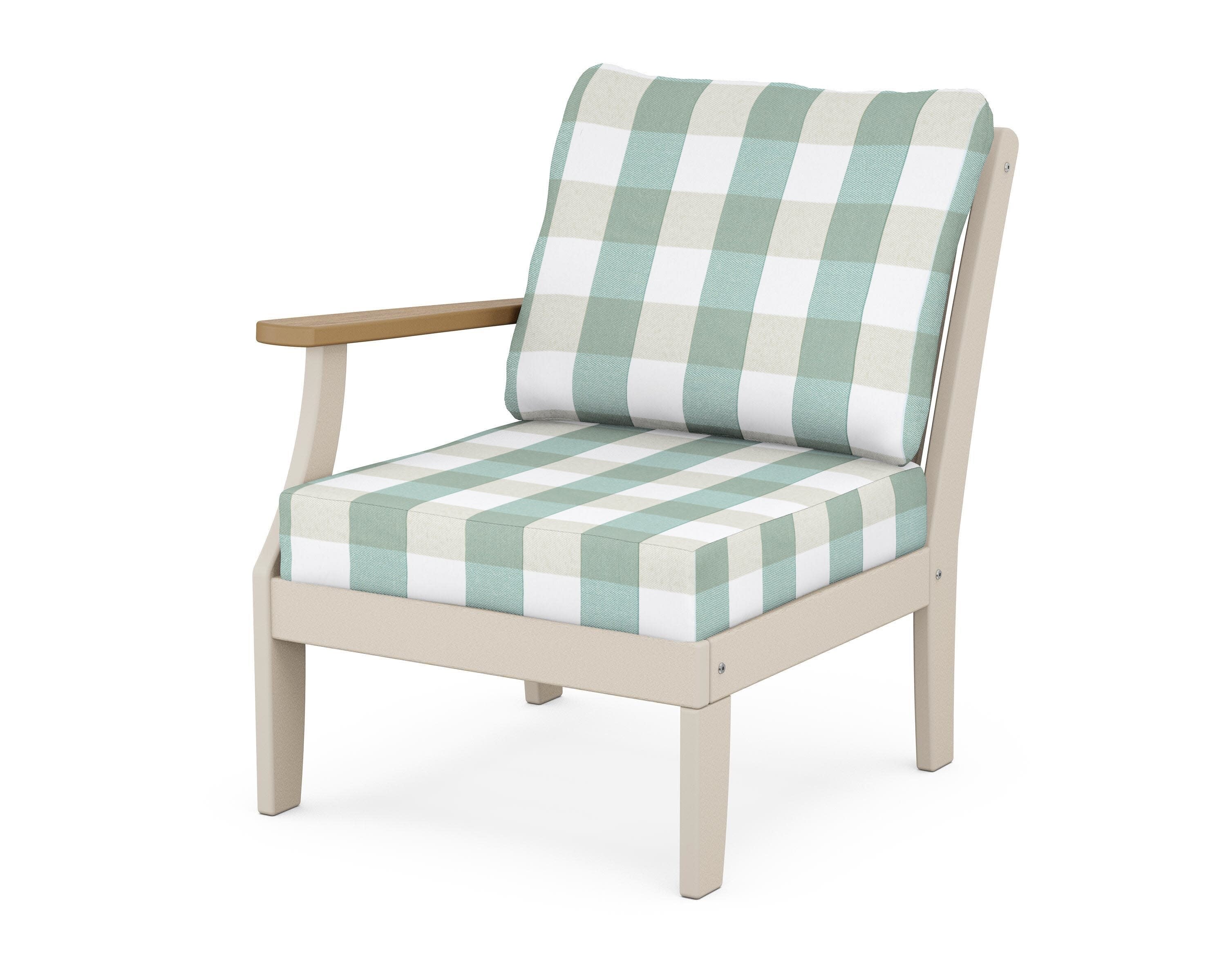 Braxton Modular Left Arm Chair in Sand / Natural / Buffalo Plaid Glacier Spa