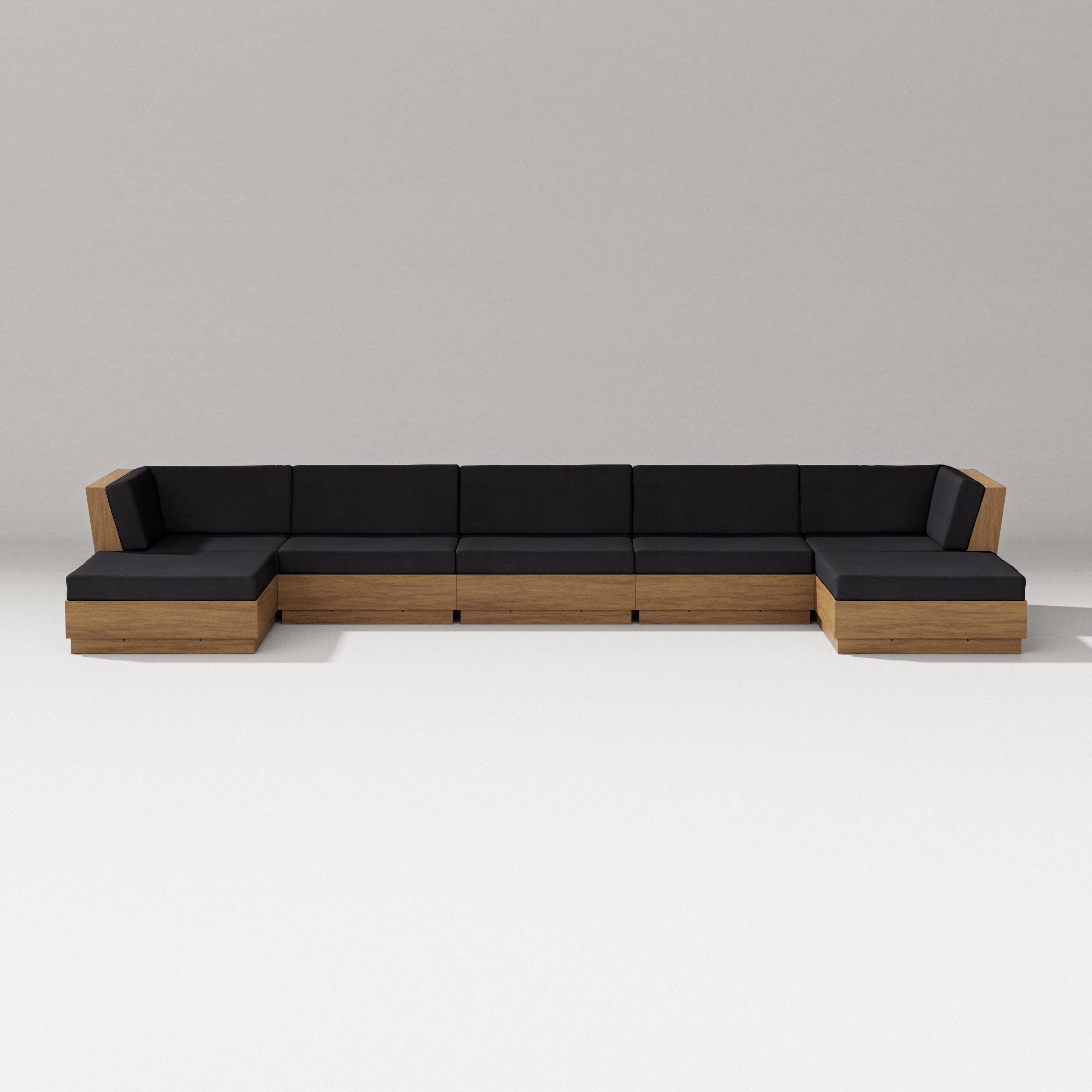 Elevate 7-Piece Double Chaise Sectional in Natural / Midnight Linen