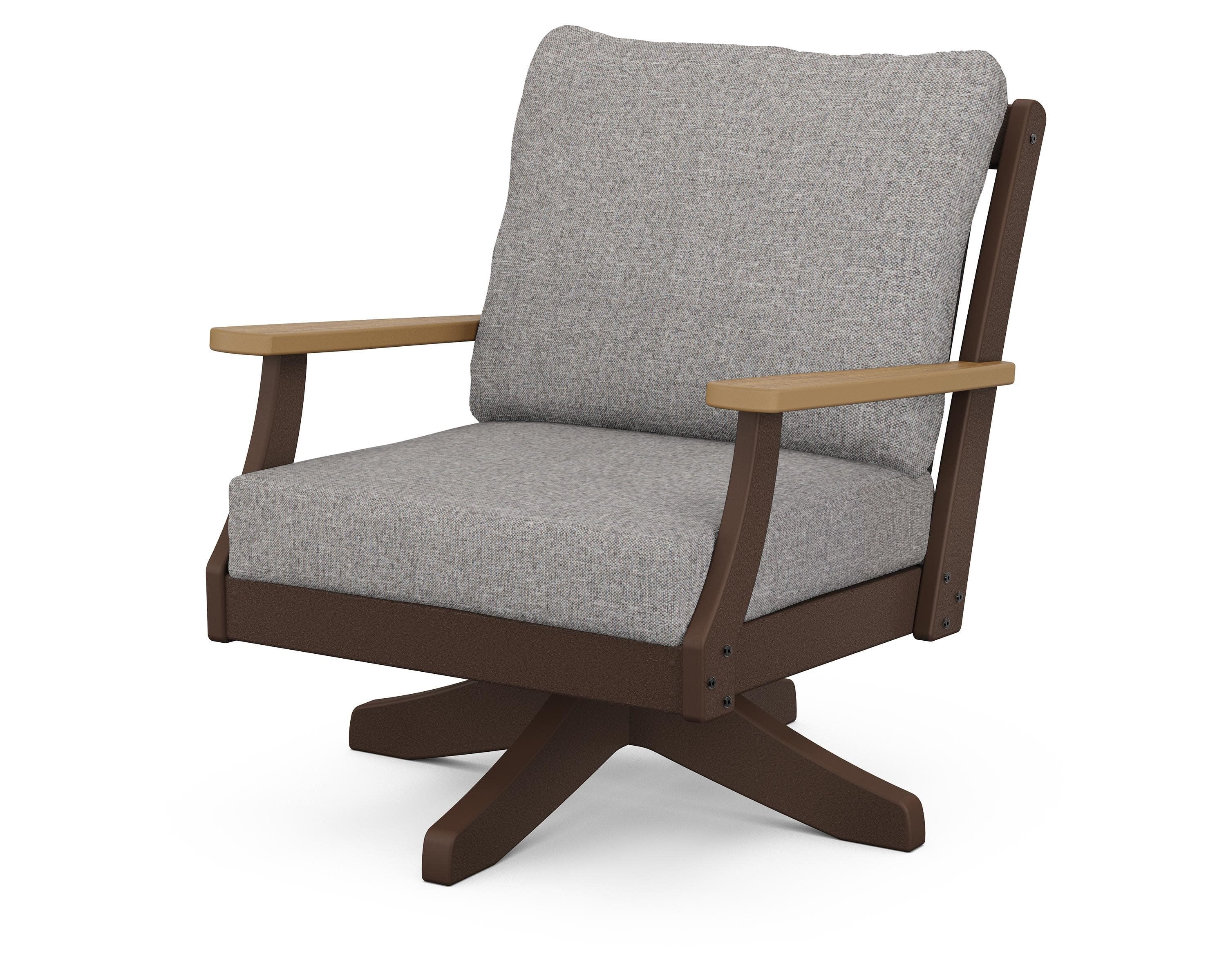 Braxton Deep Seating Swivel Chair in Mahogany / Natural / Grey Mist