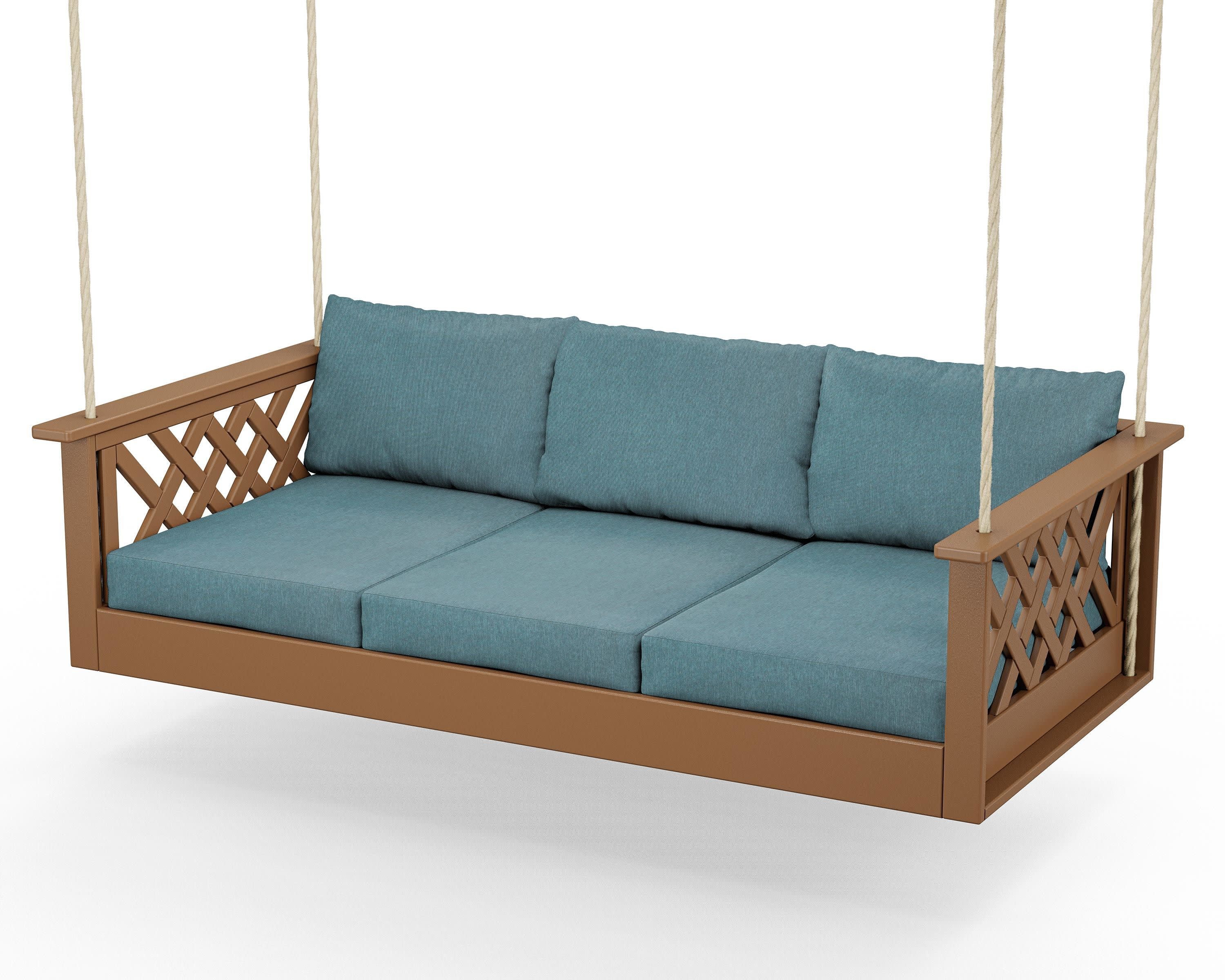 Wovendale Daybed Swing in Teak / Ocean Teal