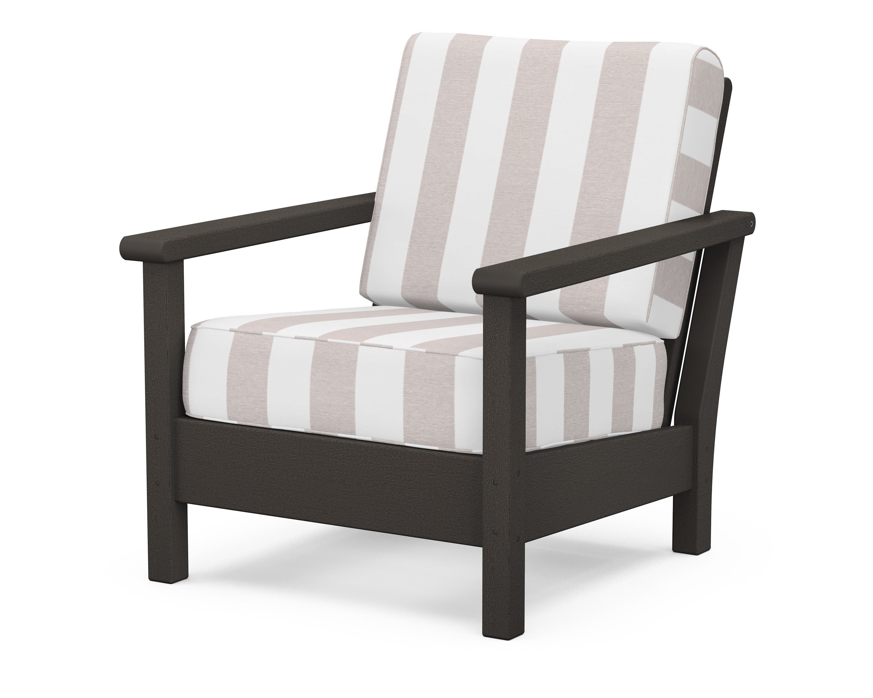 Harbour Deep Seating Chair in Vintage Coffee / Cabana Stripe Dune Burlap