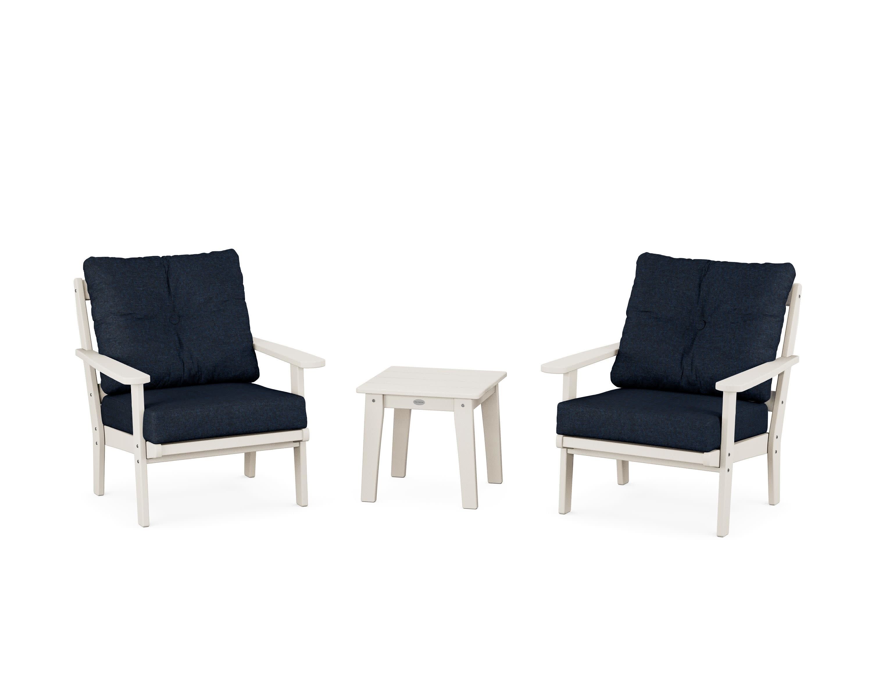 Mission 3-Piece Deep Seating Set in Sand / Marine Indigo