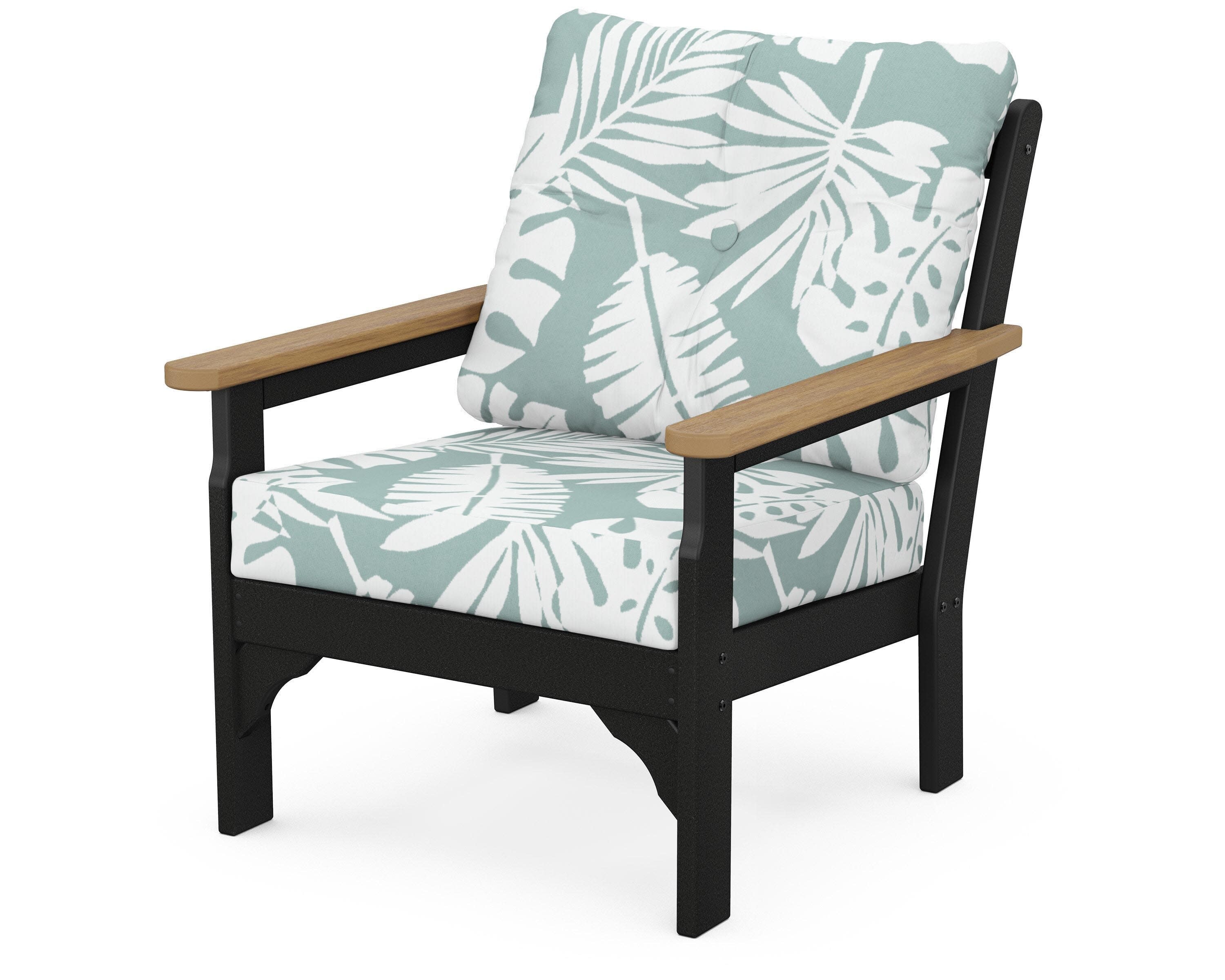 Vineyard Deep Seating Chair in Black / Natural / Leaf Glacier Spa