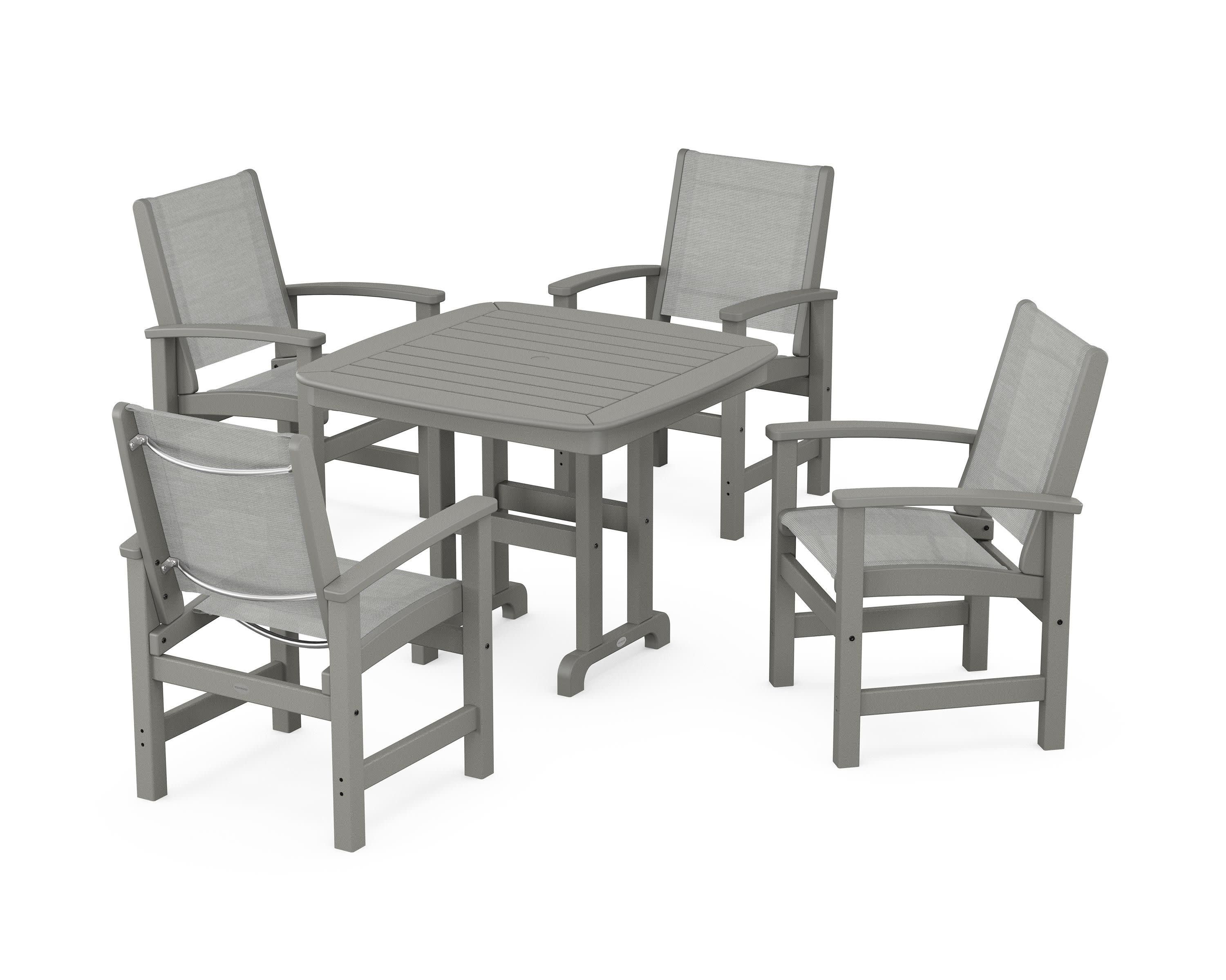 Coastal 5-Piece Dining Set in Slate Grey / Metallic Sling