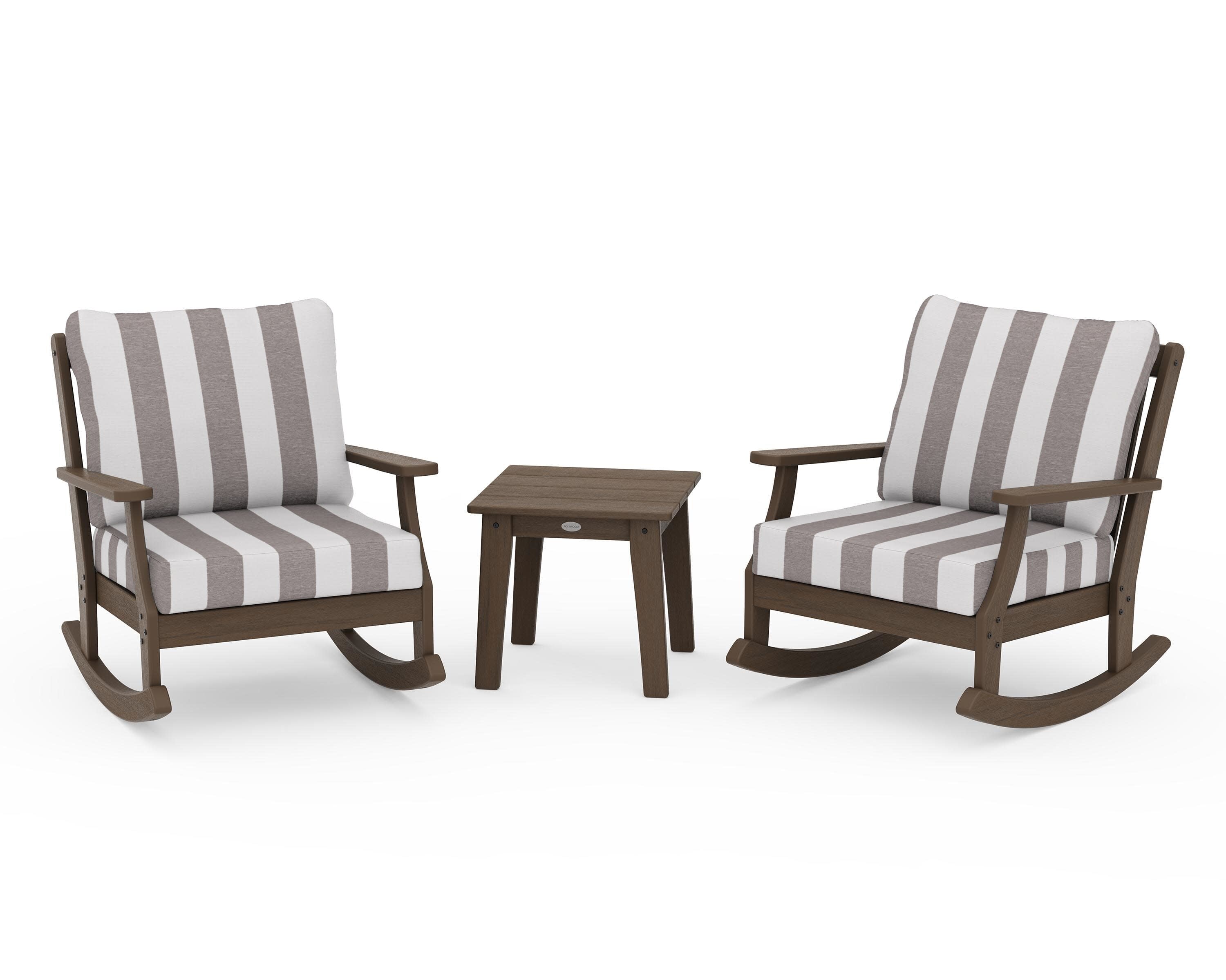 Braxton 3-Piece Deep Seating Rocker Set in Kona / Cabana Stripe Grey Mist