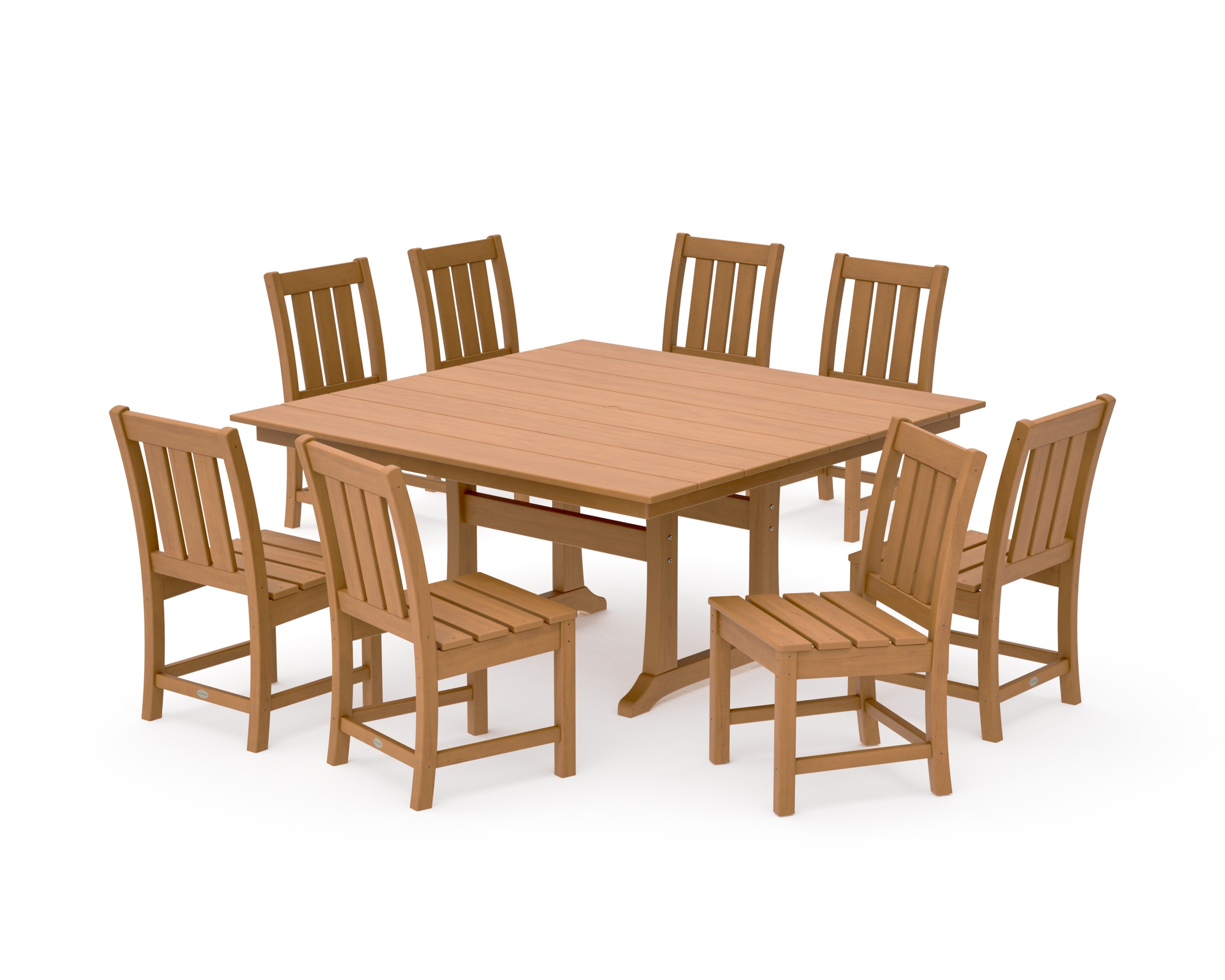 Oxford Side Chair 9-Piece Square Farmhouse Dining Set with Trestle Legs in Natural