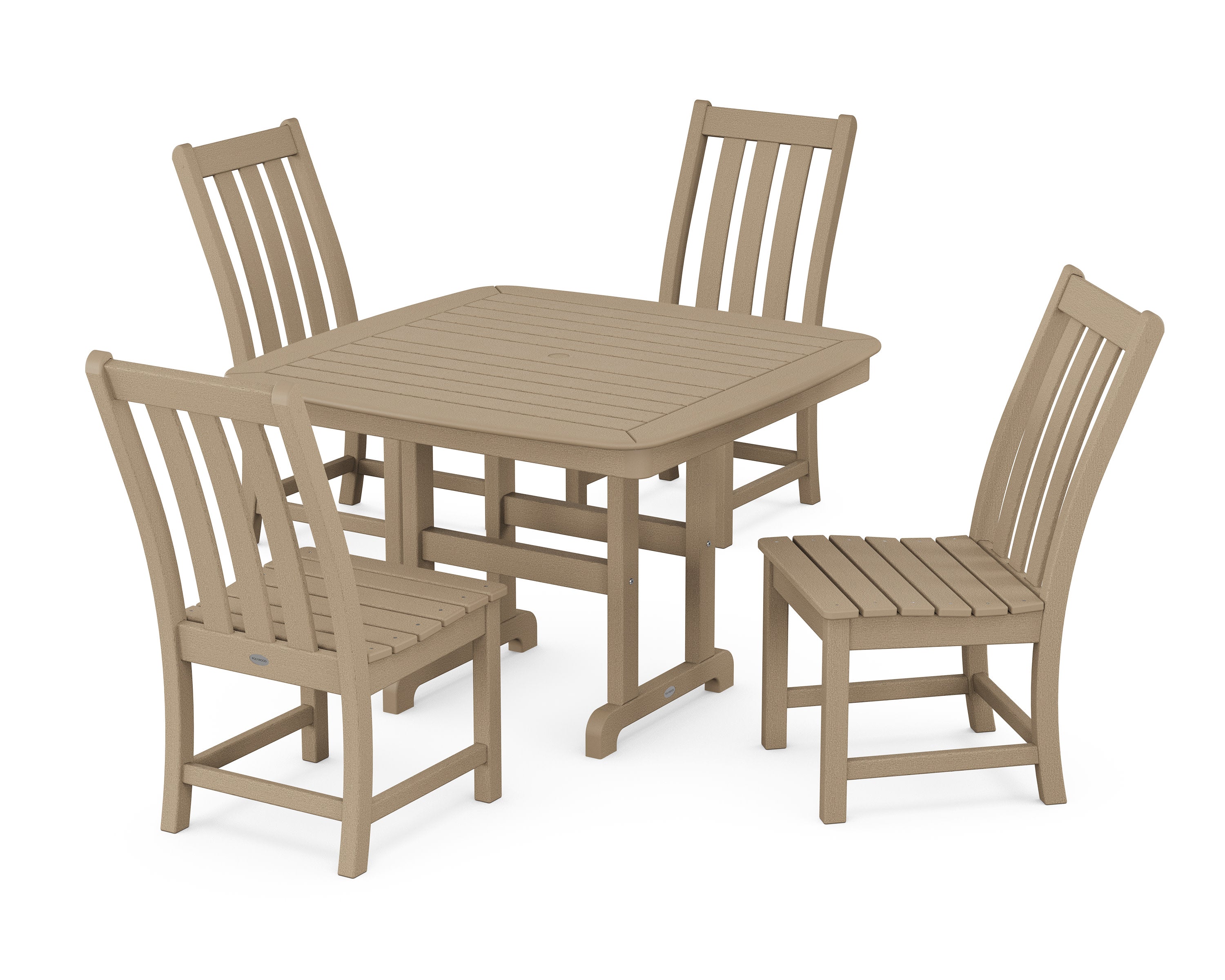 Vineyard Side Chair 5-Piece Dining Set with Trestle Legs in Vintage Sahara