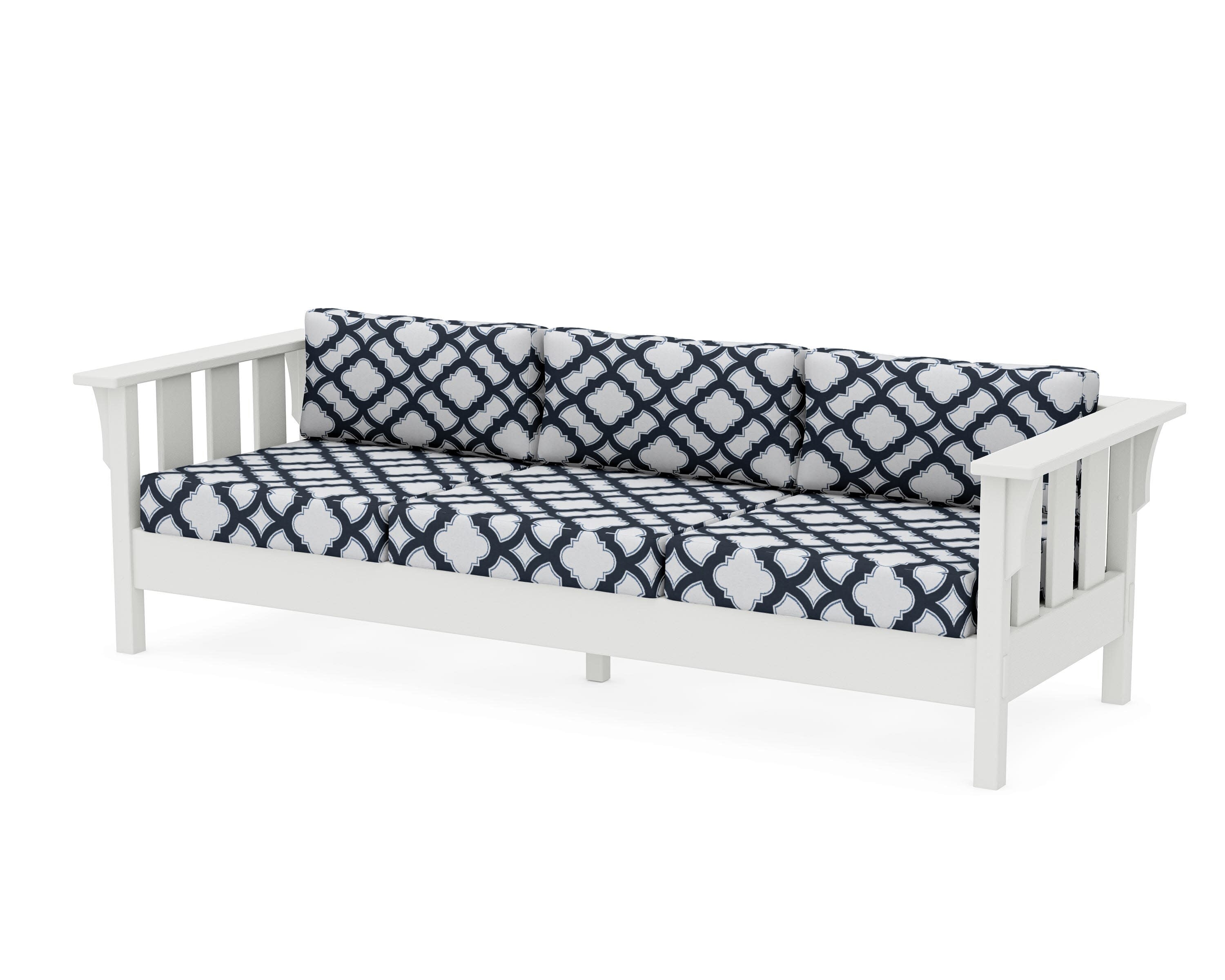 Acadia Deep Seating Sofa in Vintage White / Trellis Marine Indigo