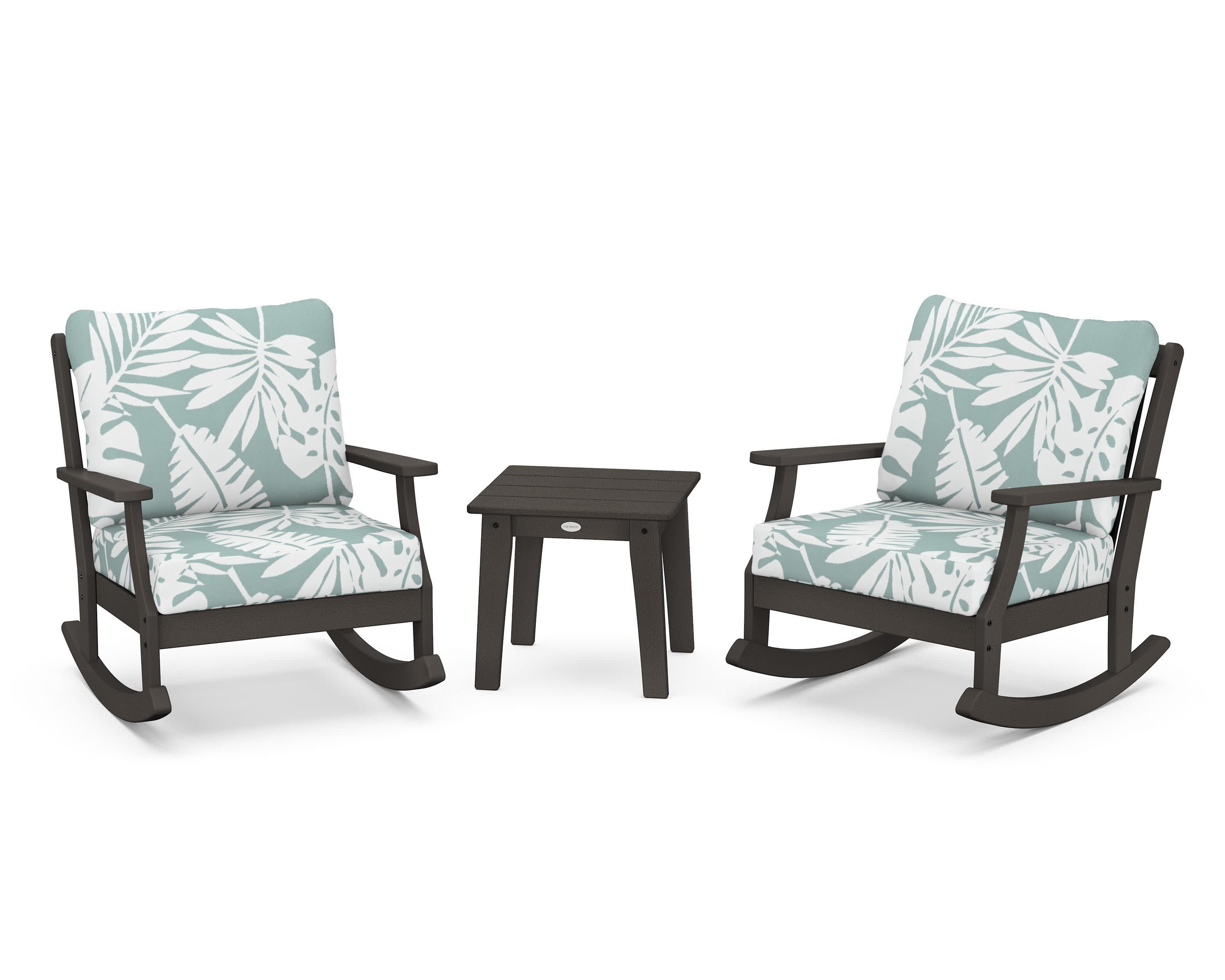 Braxton 3-Piece Deep Seating Rocker Set in Vintage Coffee / Leaf Glacier Spa