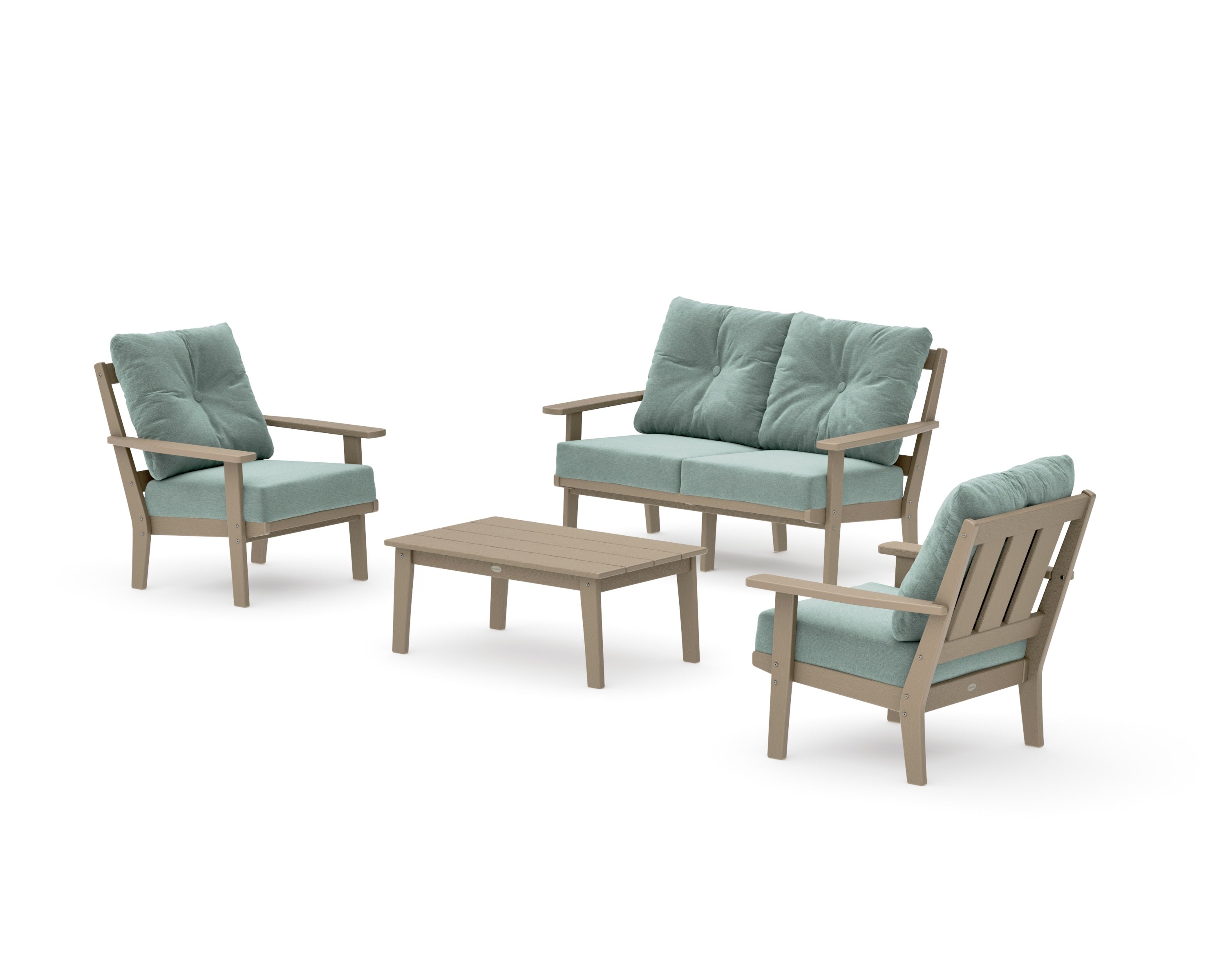 Oxford 4-Piece Deep Seating Set with Loveseat in Vintage Sahara / Glacier Spa