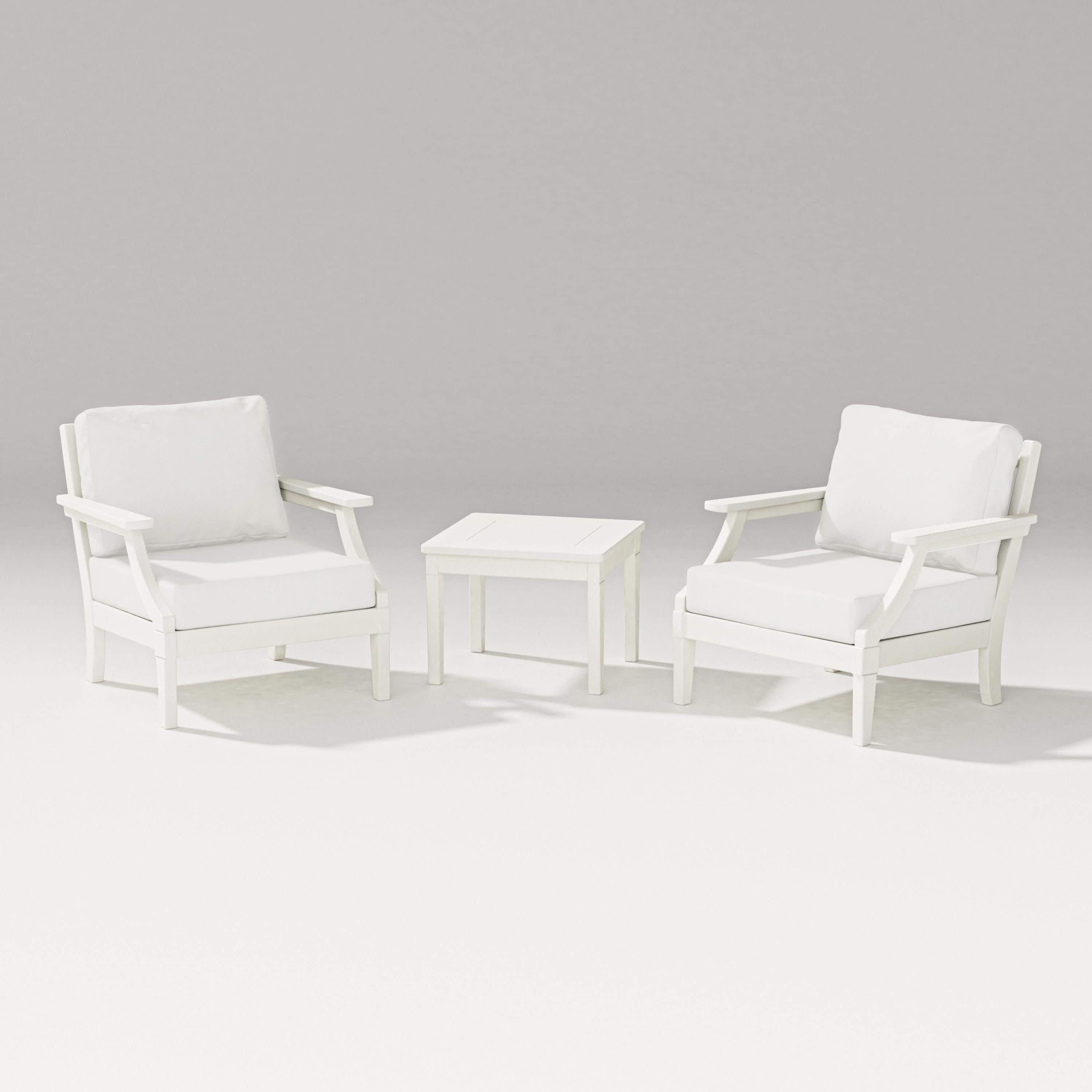 Estate 3-Piece Lounge Chair Set in Vintage White / Natural Linen