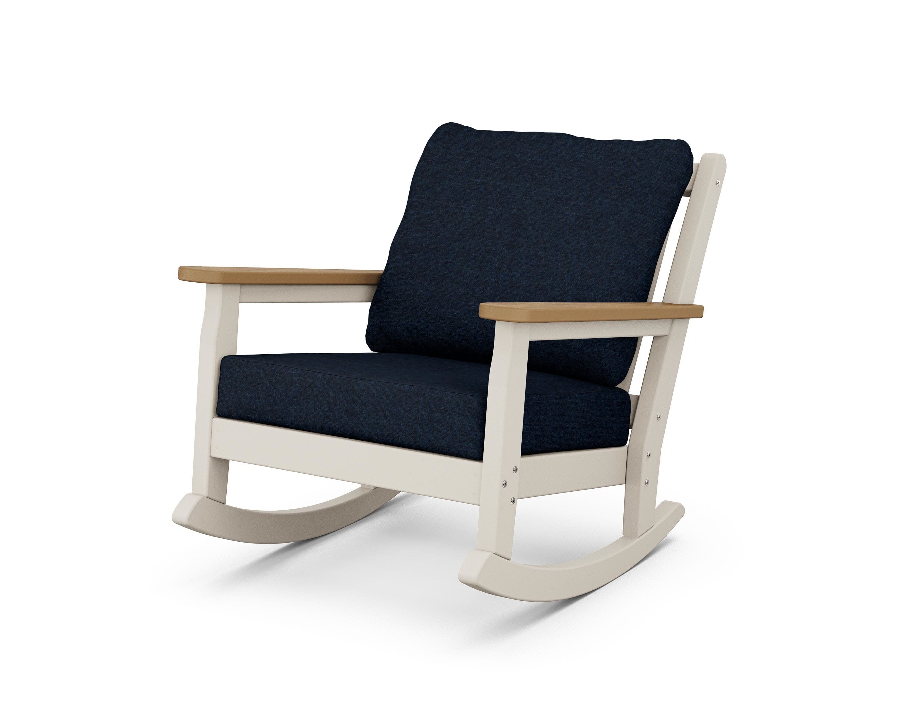Chippendale Deep Seating Rocking Chair in Sand / Natural / Marine Indigo