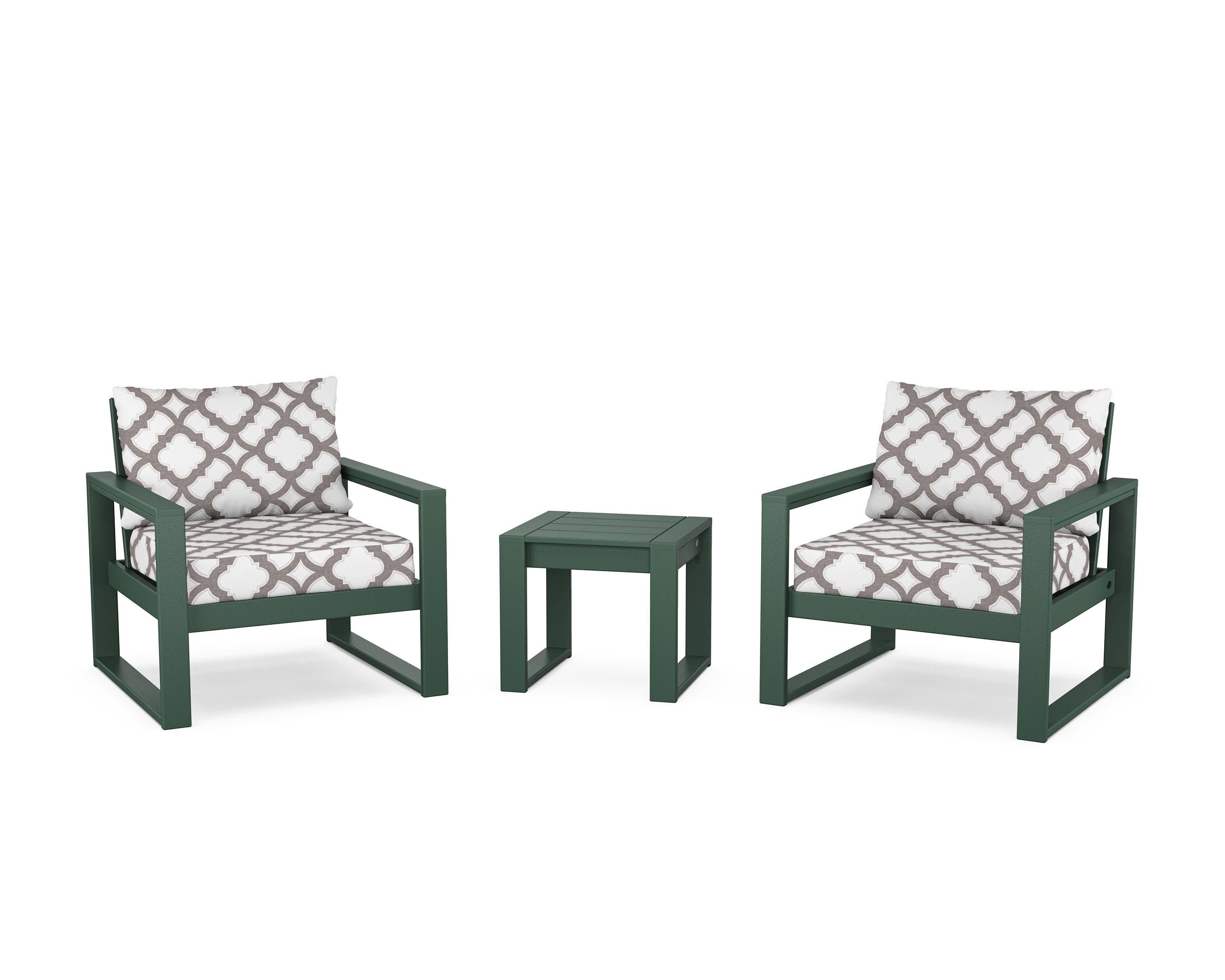 EDGE Sectional 3-Piece Deep Seating Set in Green / Trellis Grey Mist