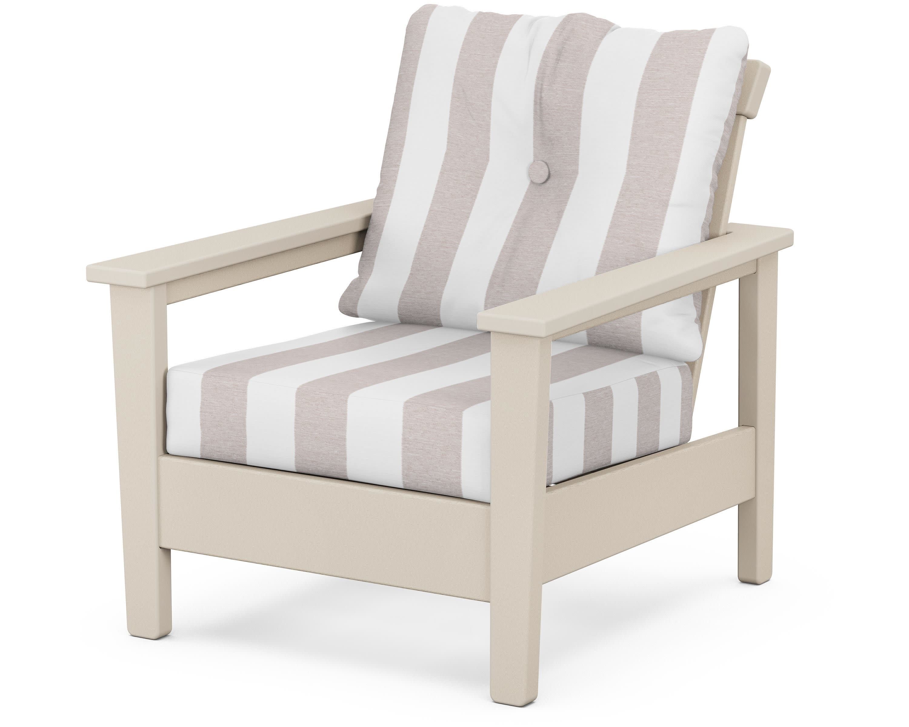 Prescott Deep Seating Chair in Sand / Cabana Stripe Dune Burlap