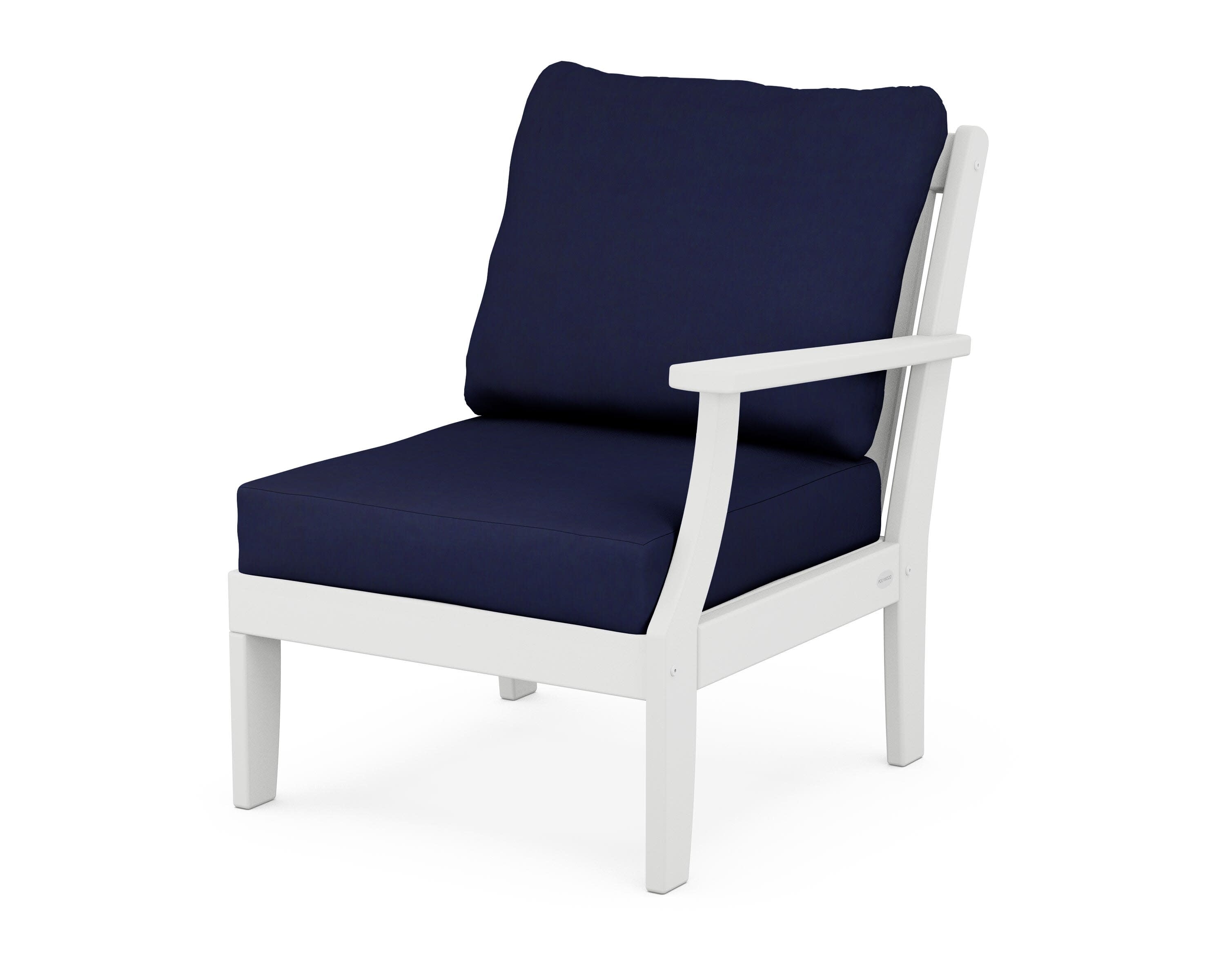 Braxton Modular Right Arm Chair in White / Navy