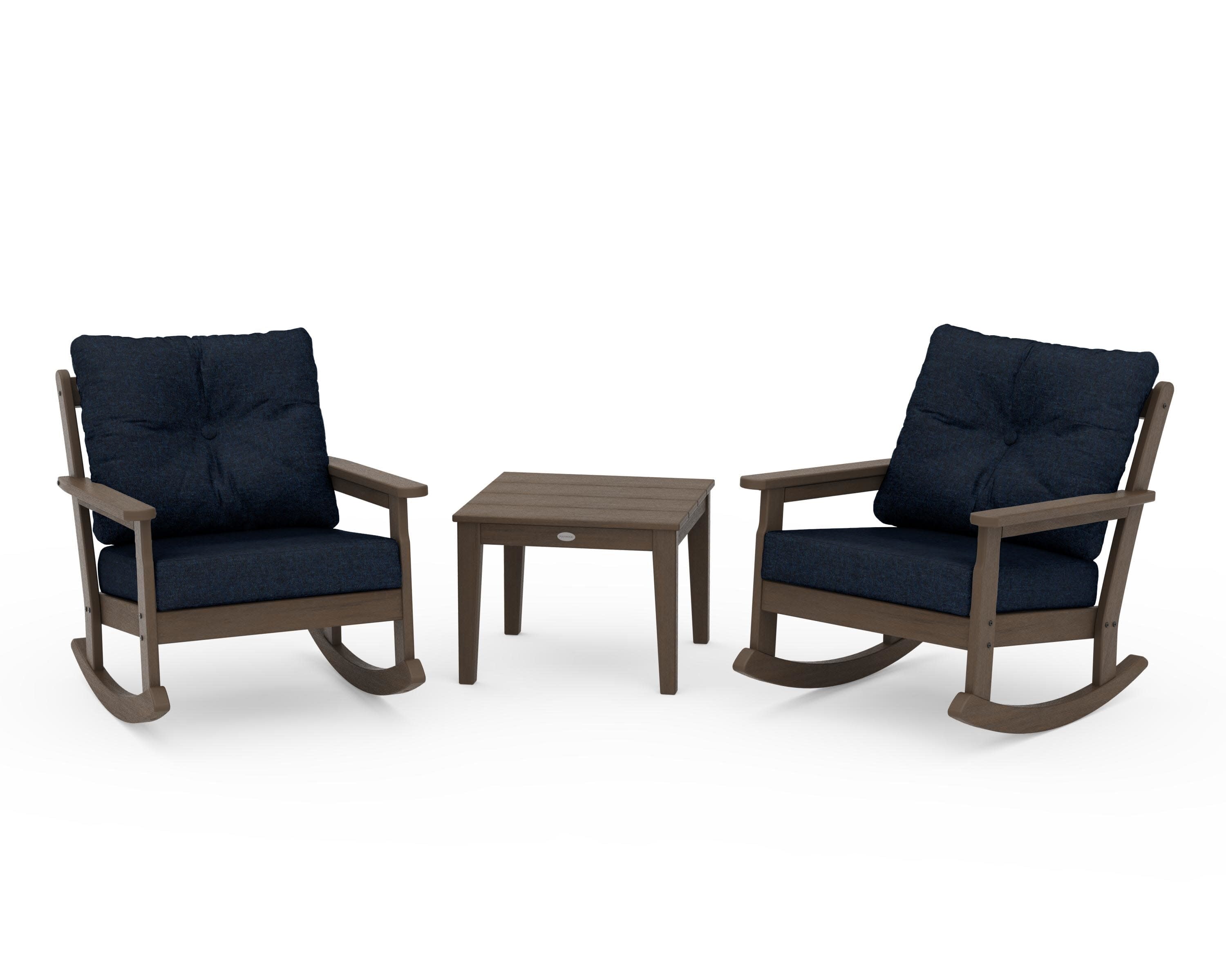 Vineyard 3-Piece Deep Seating Rocker Set in Kona / Marine Indigo