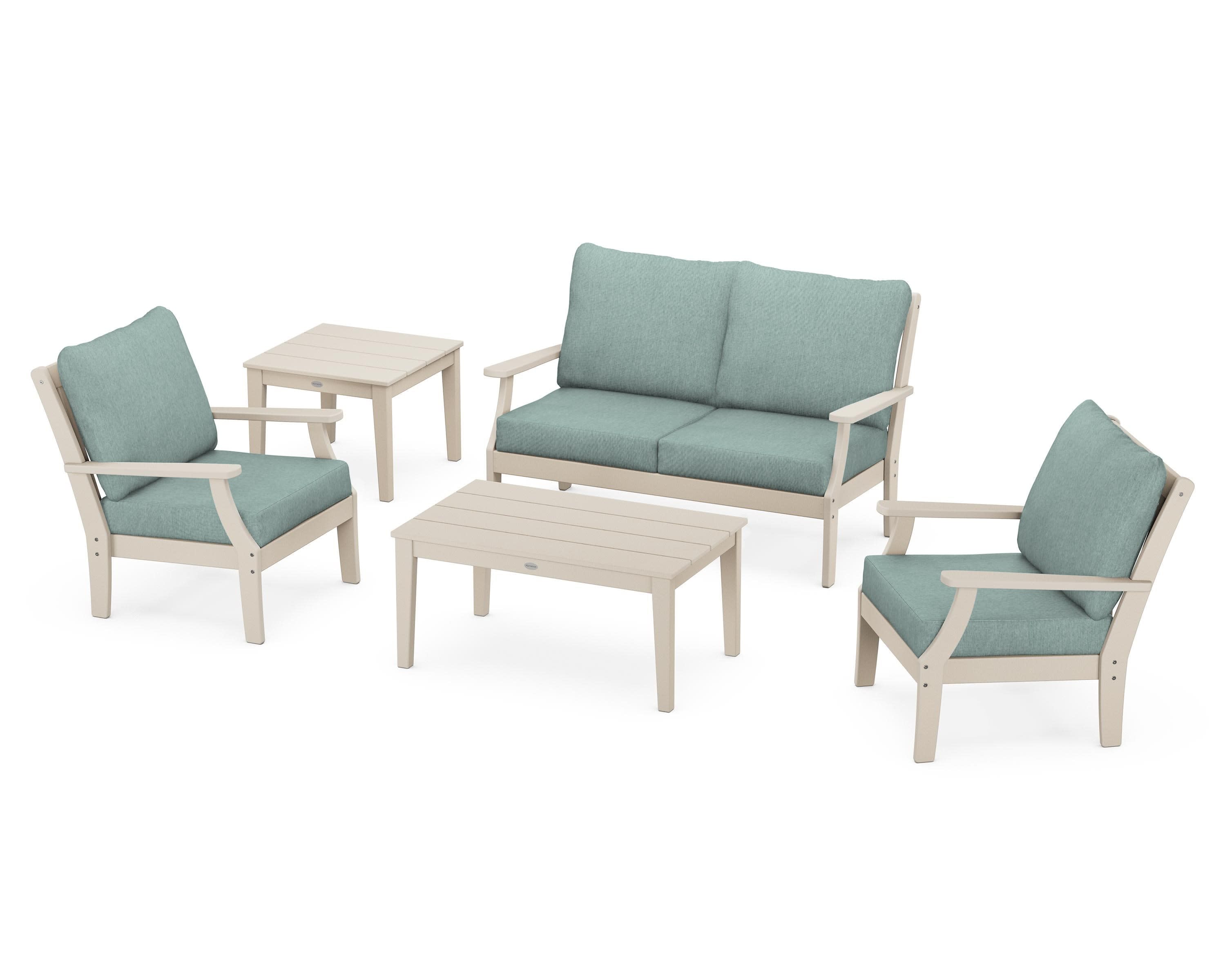 Braxton 5-Piece Deep Seating Set in Sand / Glacier Spa