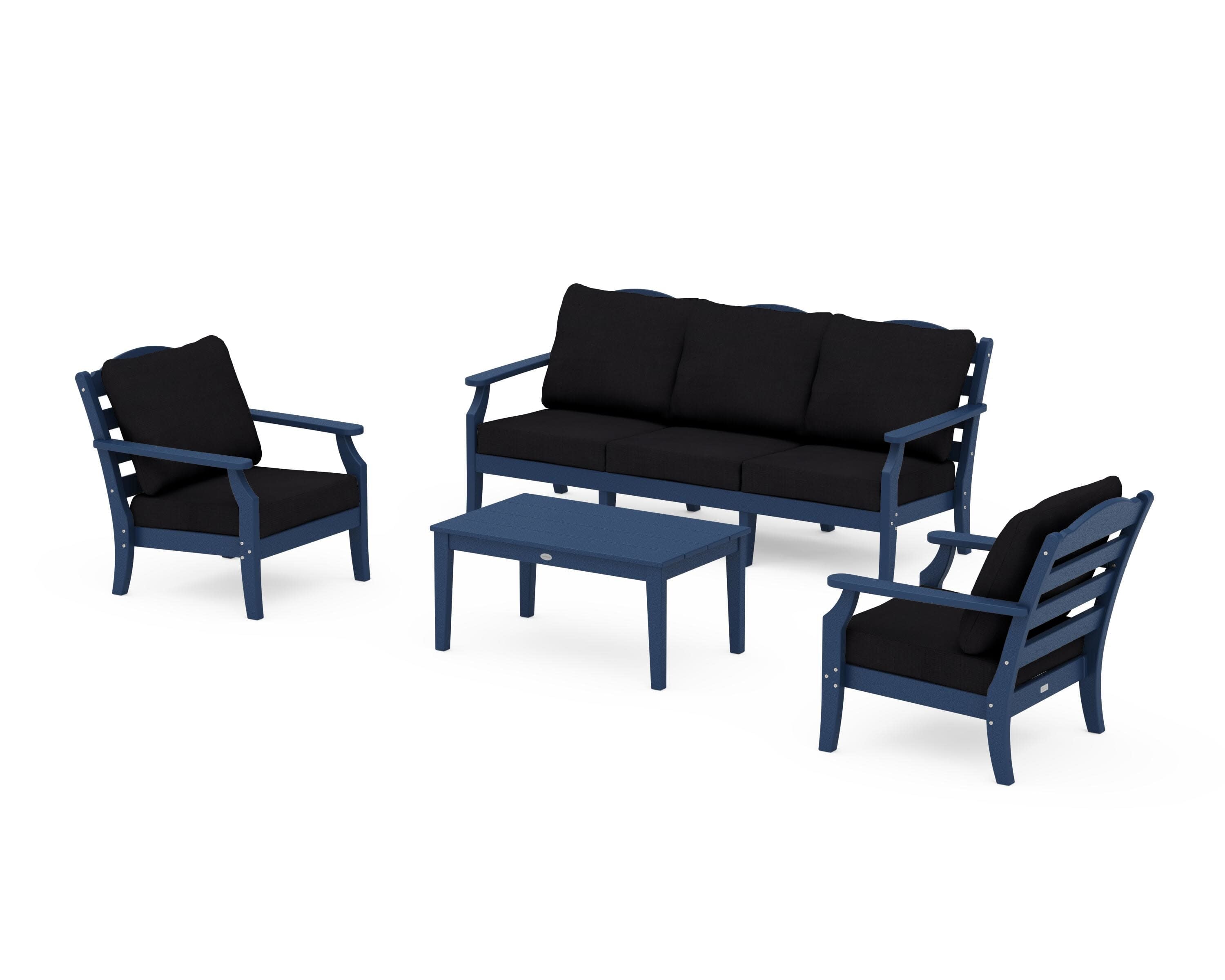 Savannah 4-Piece Deep Seating Set with Sofa in Navy / Midnight Linen