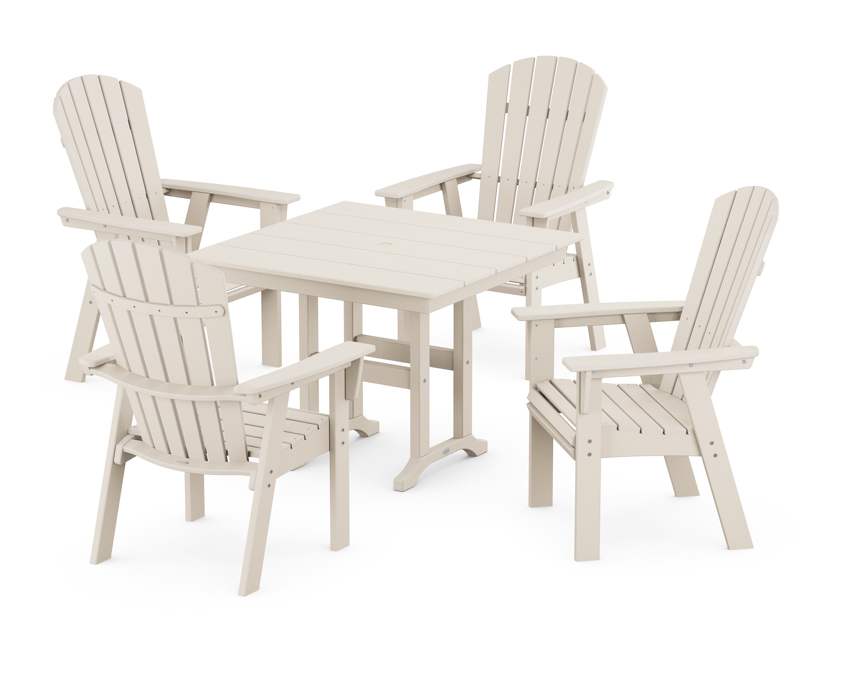 Nautical Curveback Adirondack 5-Piece Farmhouse Dining Set in Sand