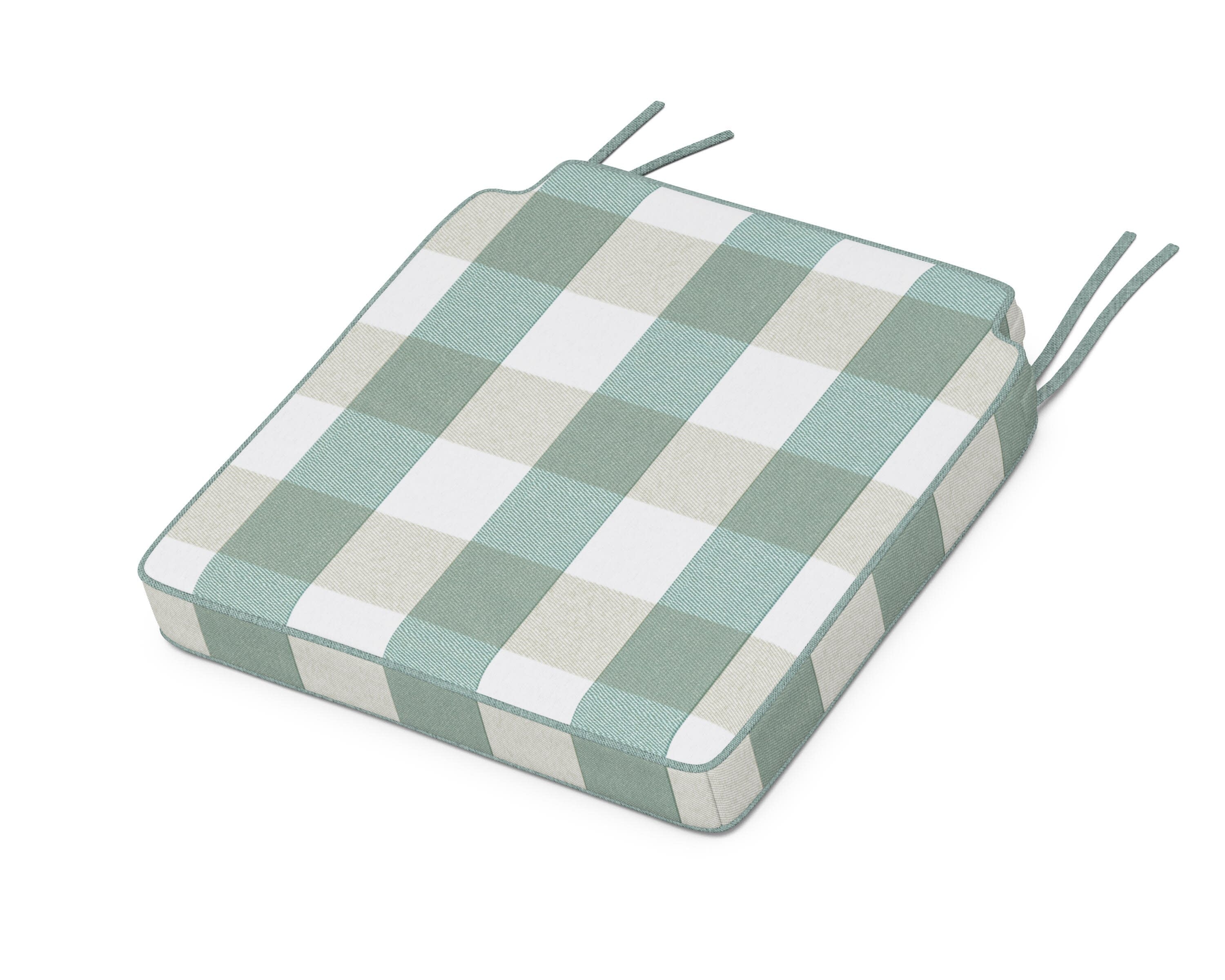 Acadia Dining Side Seat Cushion in Buffalo Plaid Glacier Spa