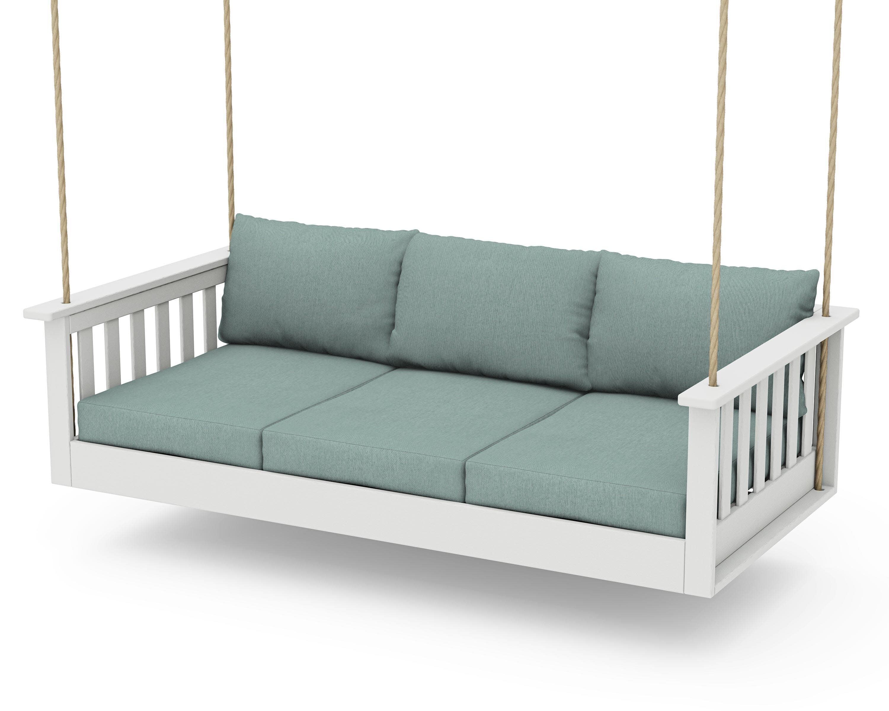 Vineyard Daybed Swing in Vintage White / Glacier Spa