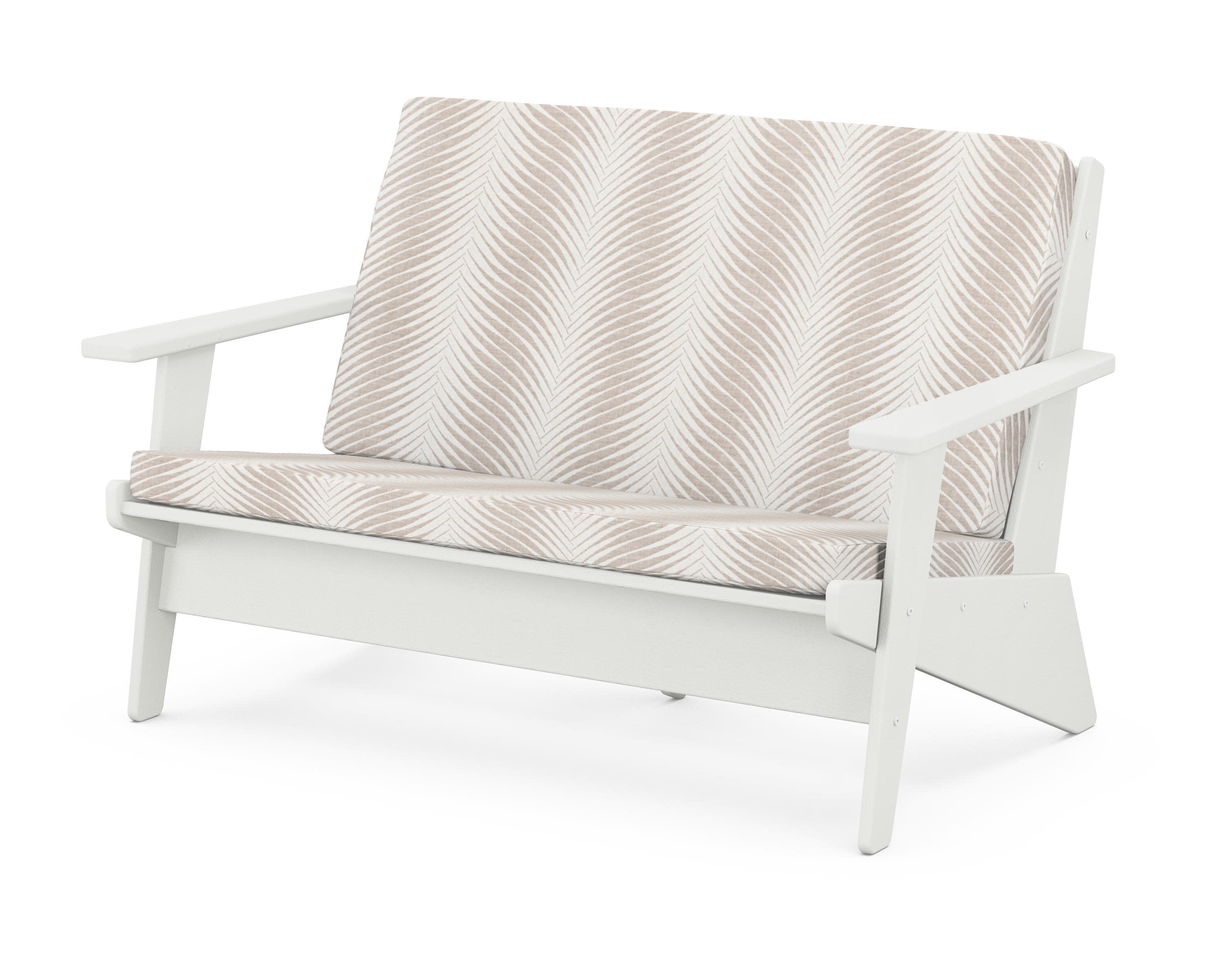 Riviera Modern Lounge Loveseat in Vintage White / Clock Out Cloud