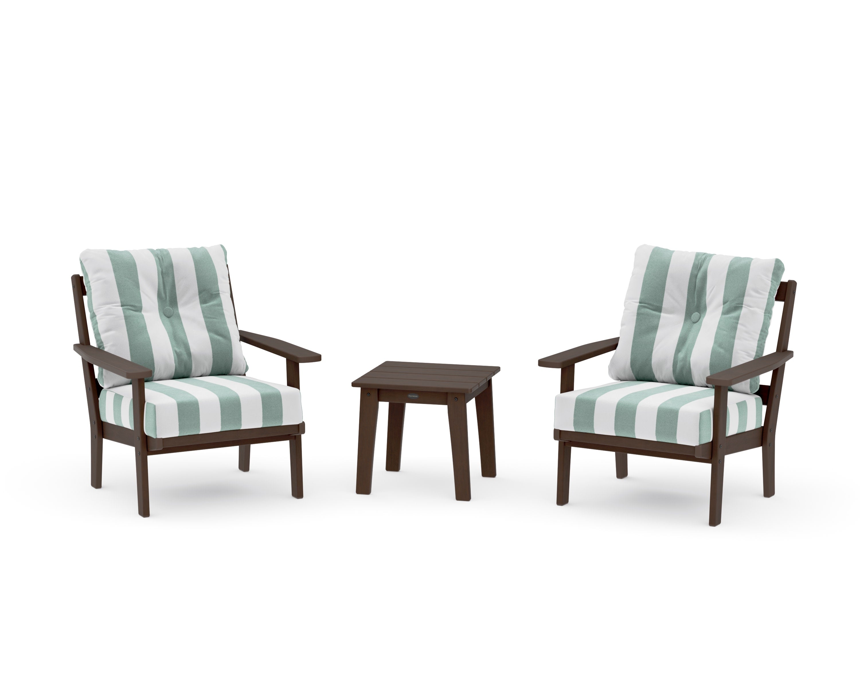 Oxford 3-Piece Deep Seating Set in Kona / Cabana Stripe Glacier Spa
