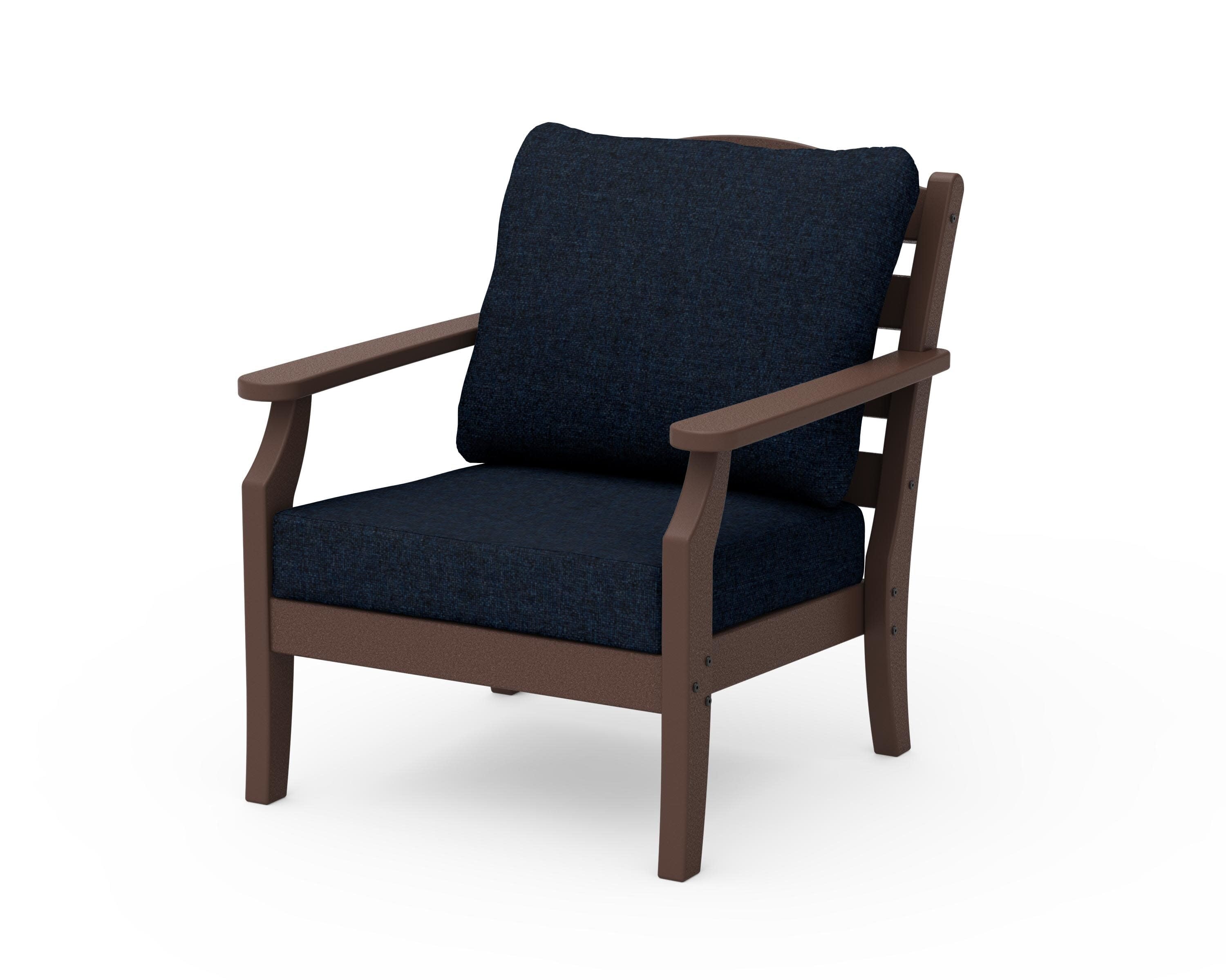 Savannah Deep Seating Chair in Mahogany / Marine Indigo