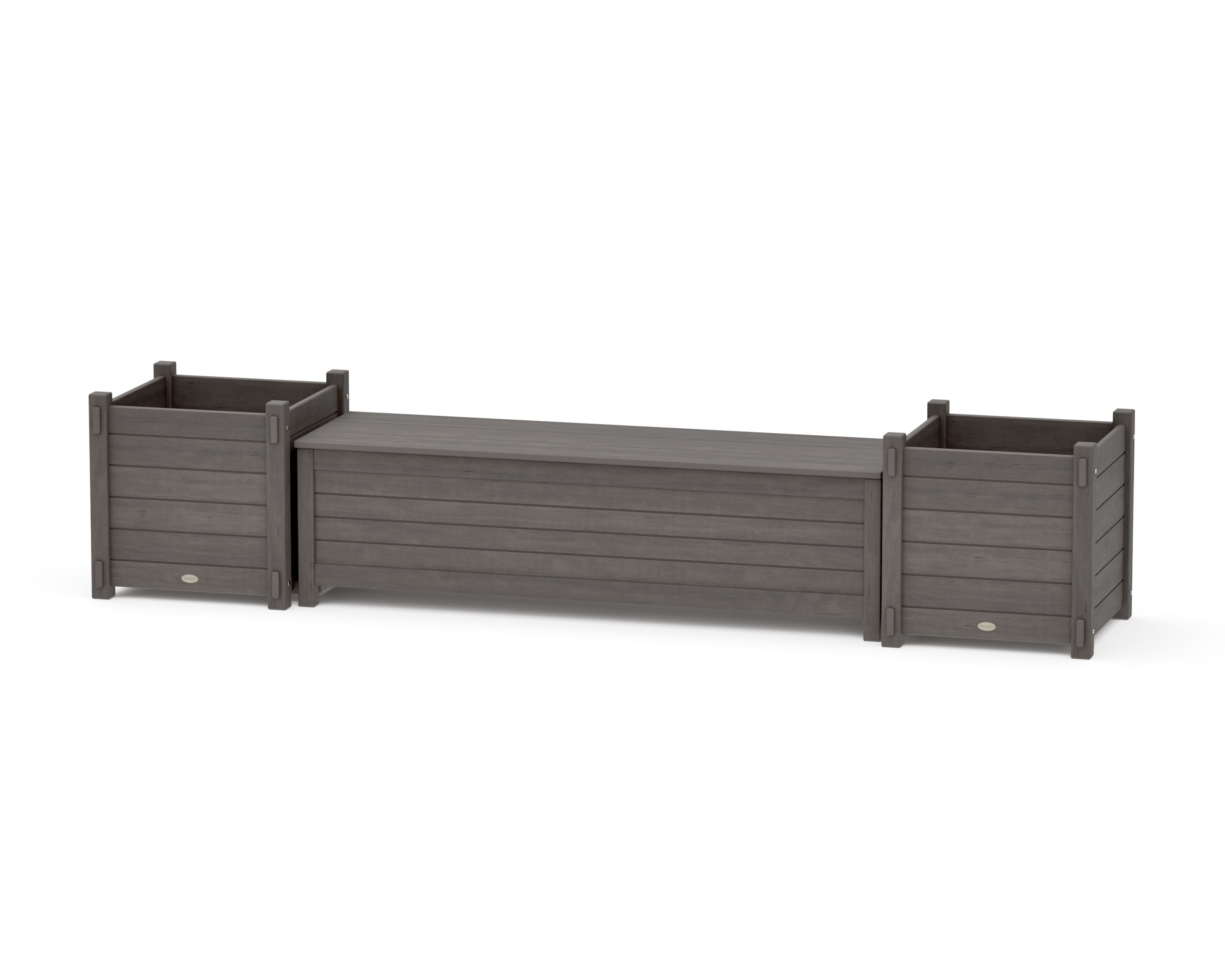 60" Nautical Straight Planter Storage Bench Set- Large in Driftwood