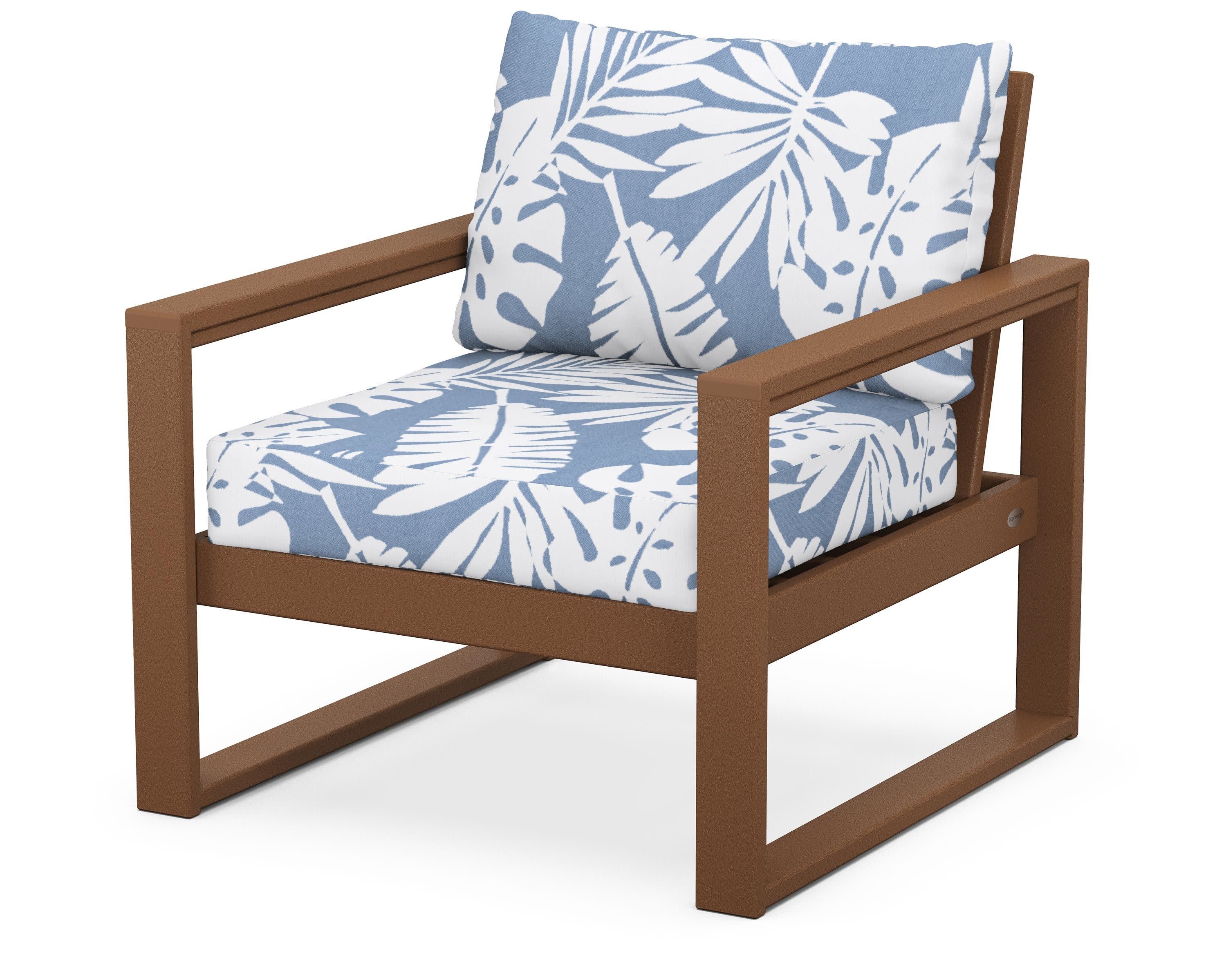 EDGE Club Chair in Teak / Leaf Sky Blue
