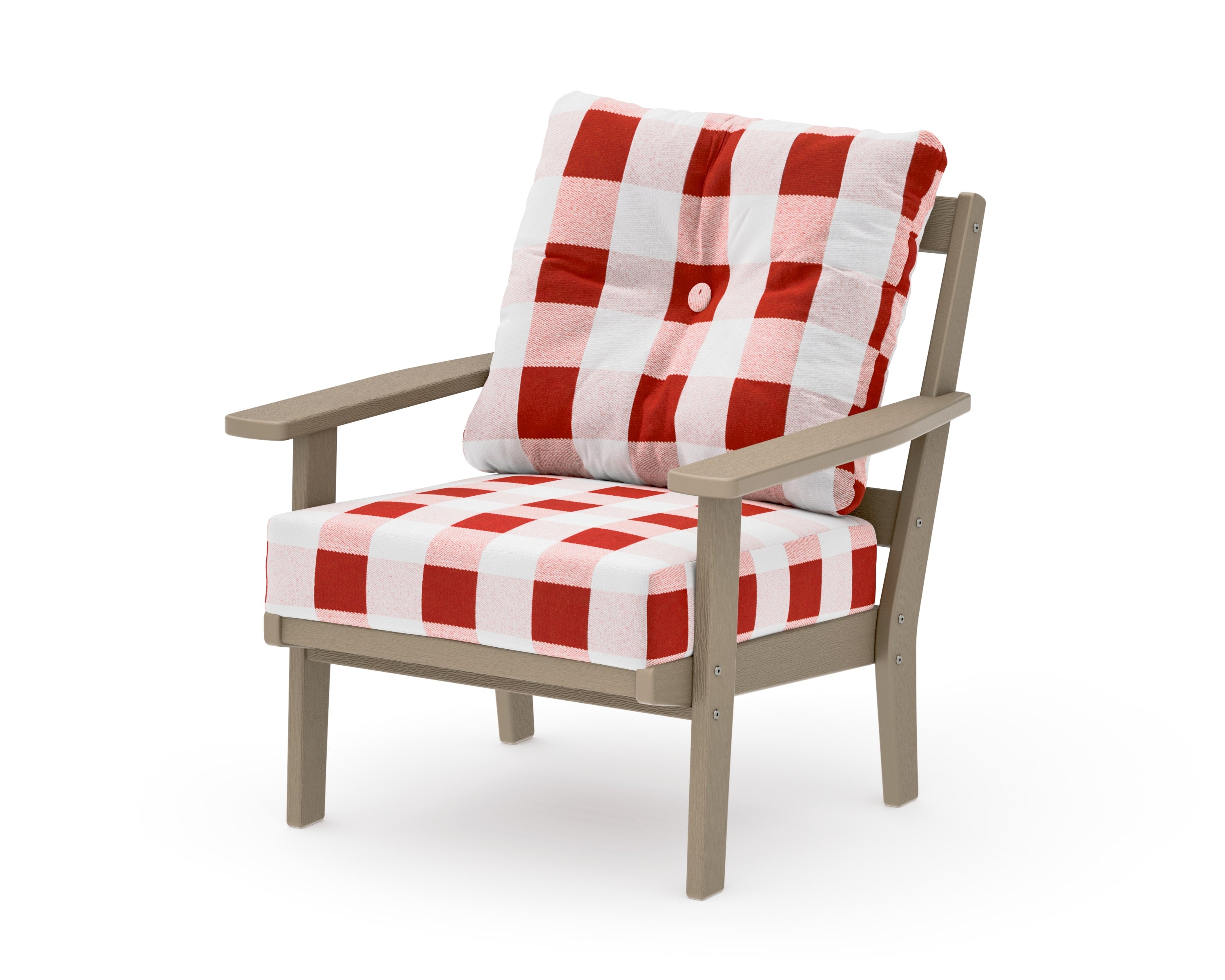 Oxford Deep Seating Chair in Vintage Sahara / Buffalo Plaid Crimson