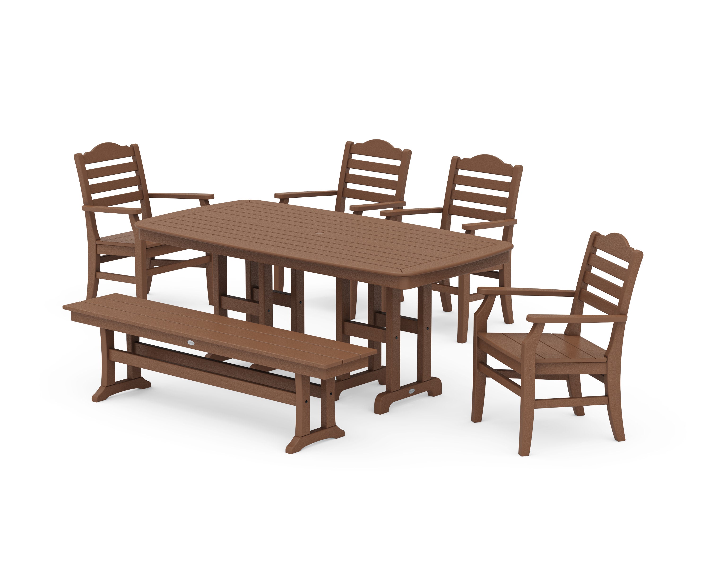 Savannah 6-Piece Farmhouse Dining Set with Bench in Teak