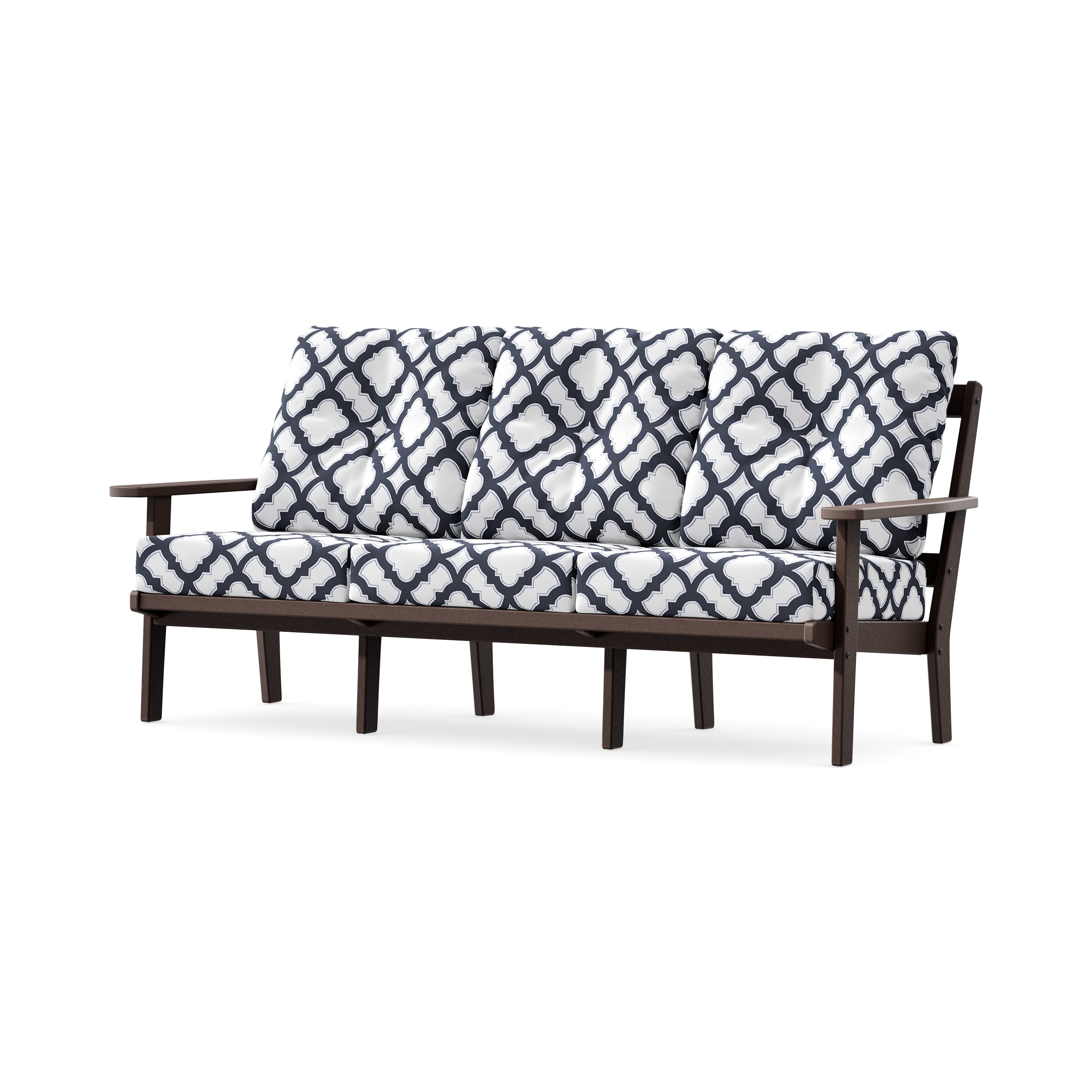 Oxford Deep Seating Sofa in Mahogany / Trellis Navy