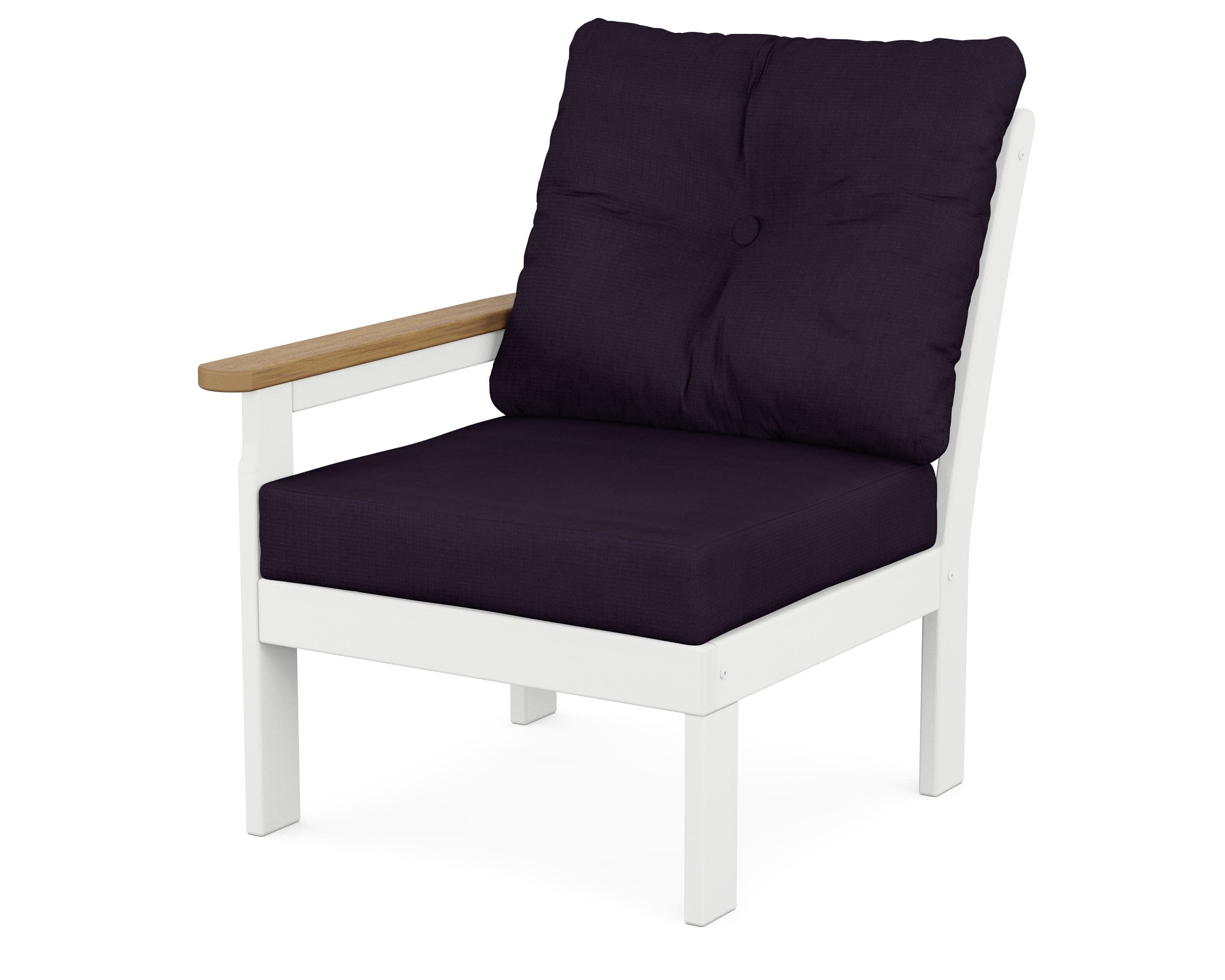 Vineyard Modular Left Arm Chair in White / Natural / Navy Linen