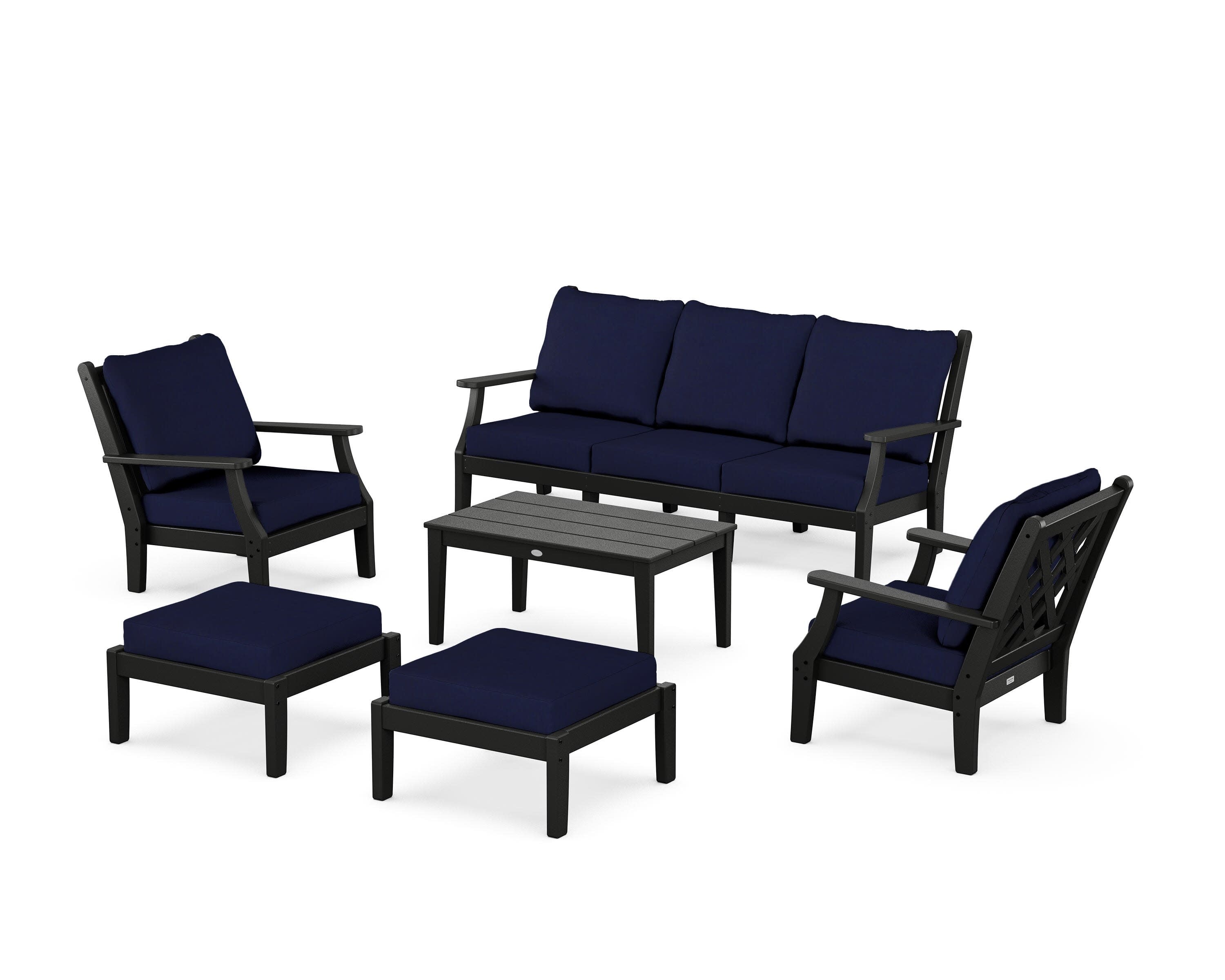 Wovendale 6-Piece Lounge Sofa Set in Black / Navy