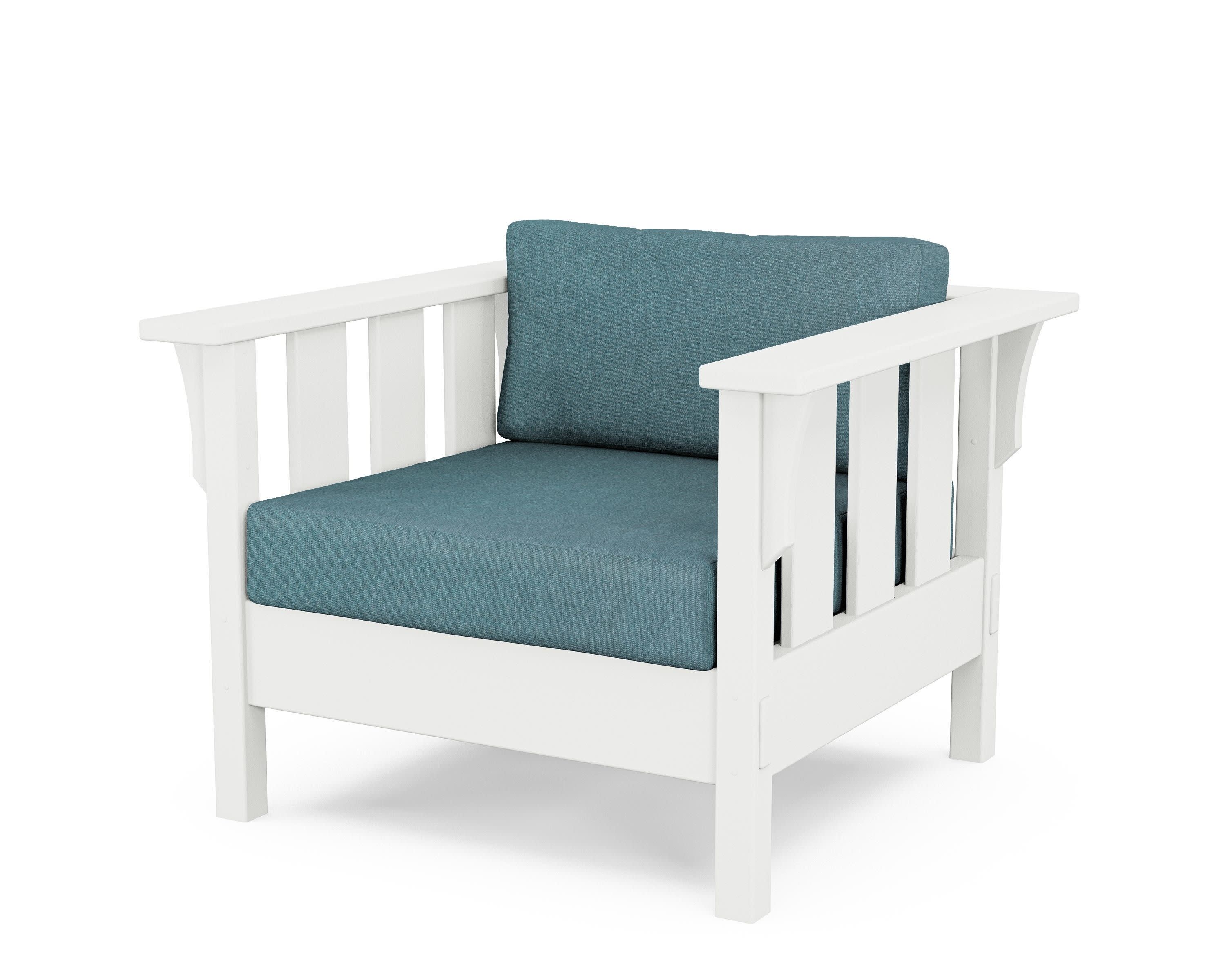 Acadia Deep Seating Chair in White / Ocean Teal
