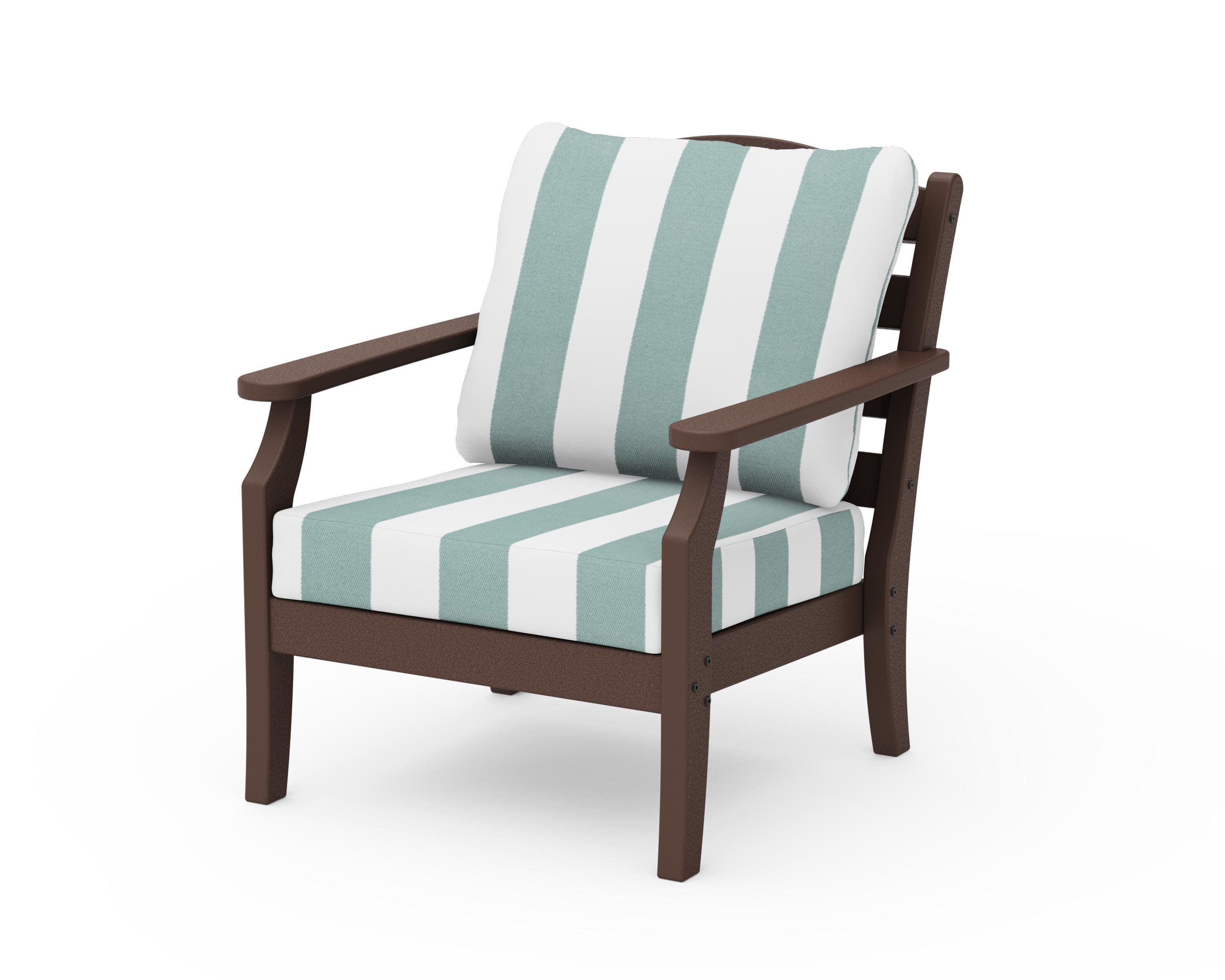 Savannah Deep Seating Chair in Mahogany / Cabana Stripe Glacier Spa
