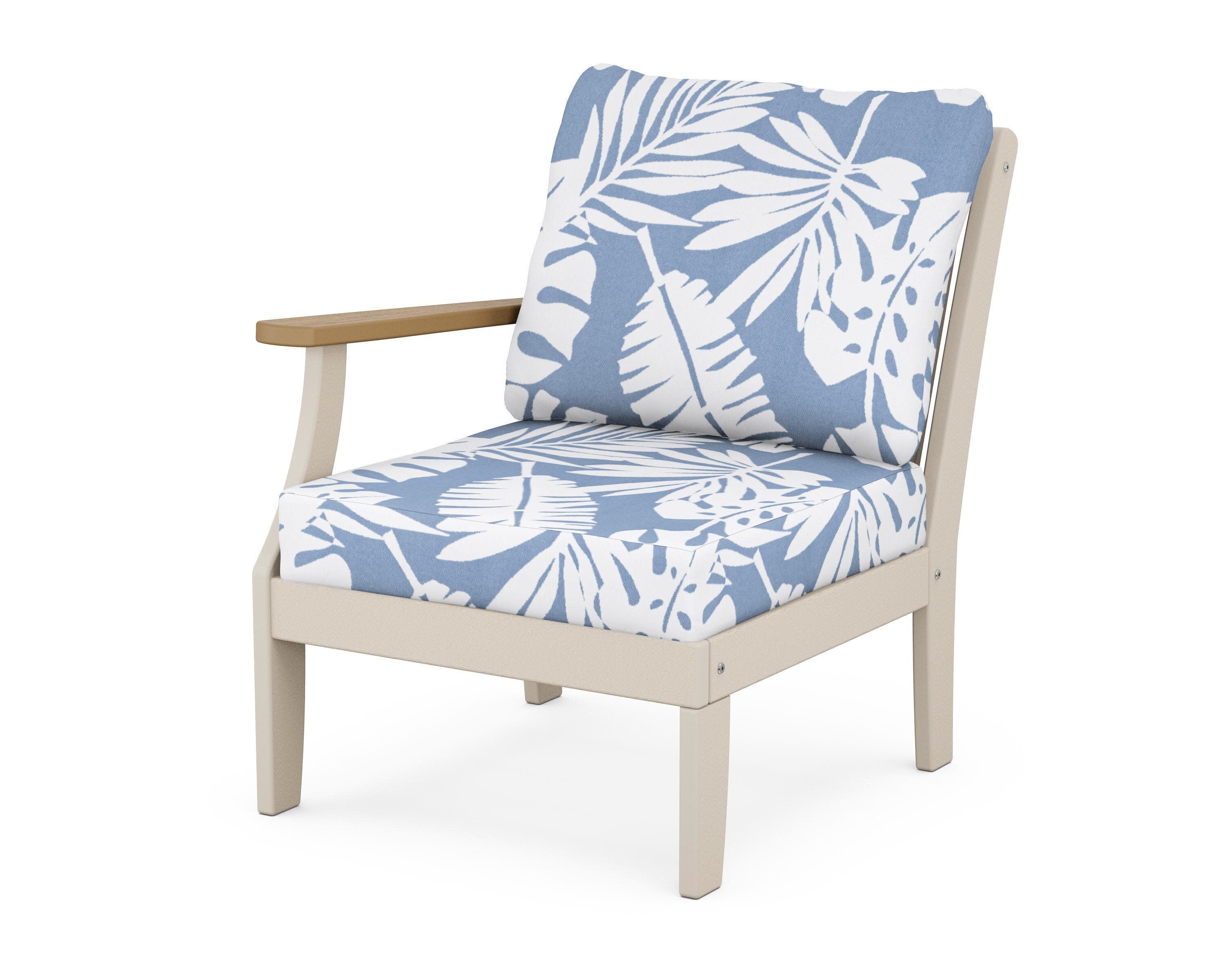 Braxton Modular Left Arm Chair in Sand / Natural / Leaf Sky Blue