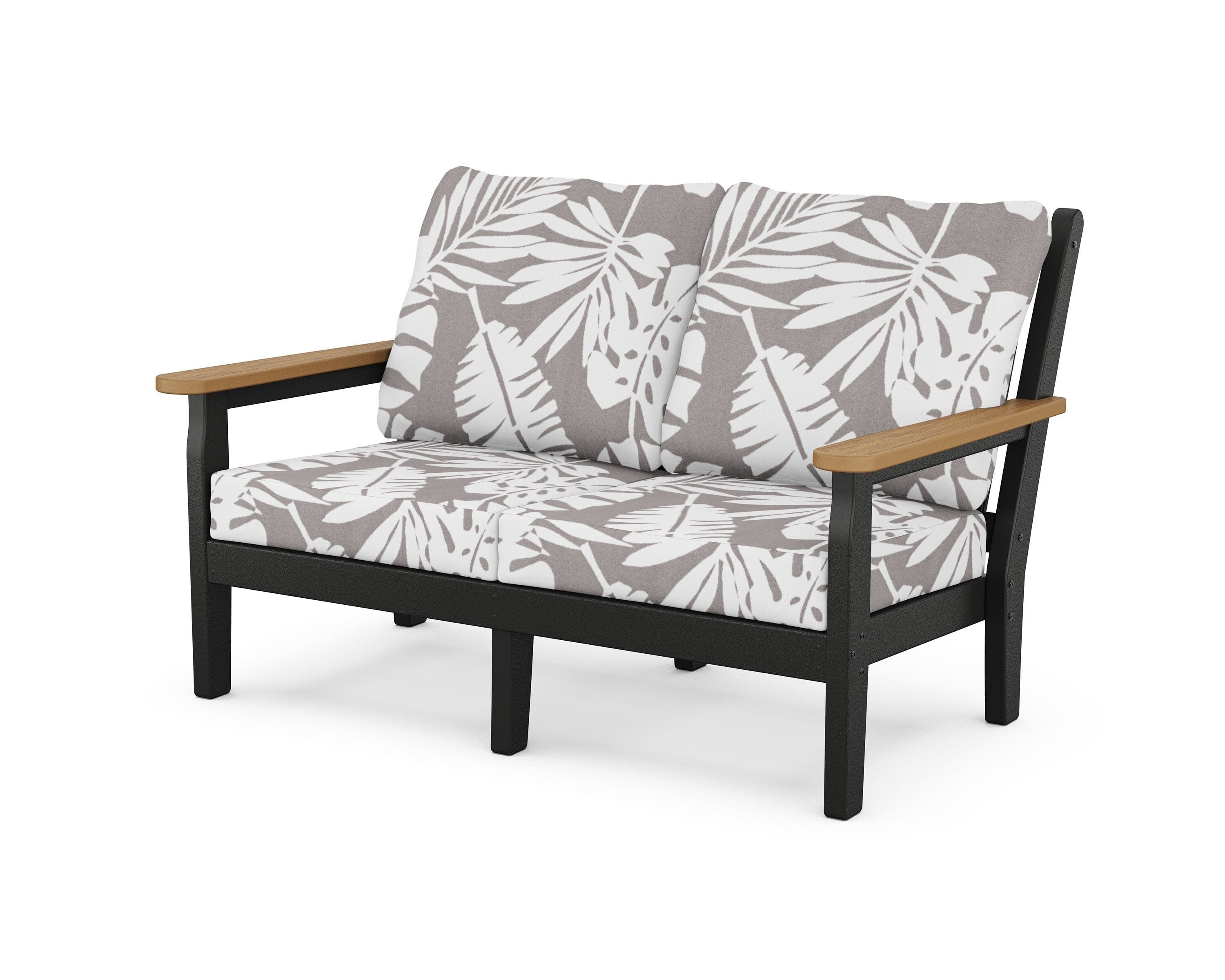 Chippendale Deep Seating Loveseat in Black / Natural / Leaf Grey Mist