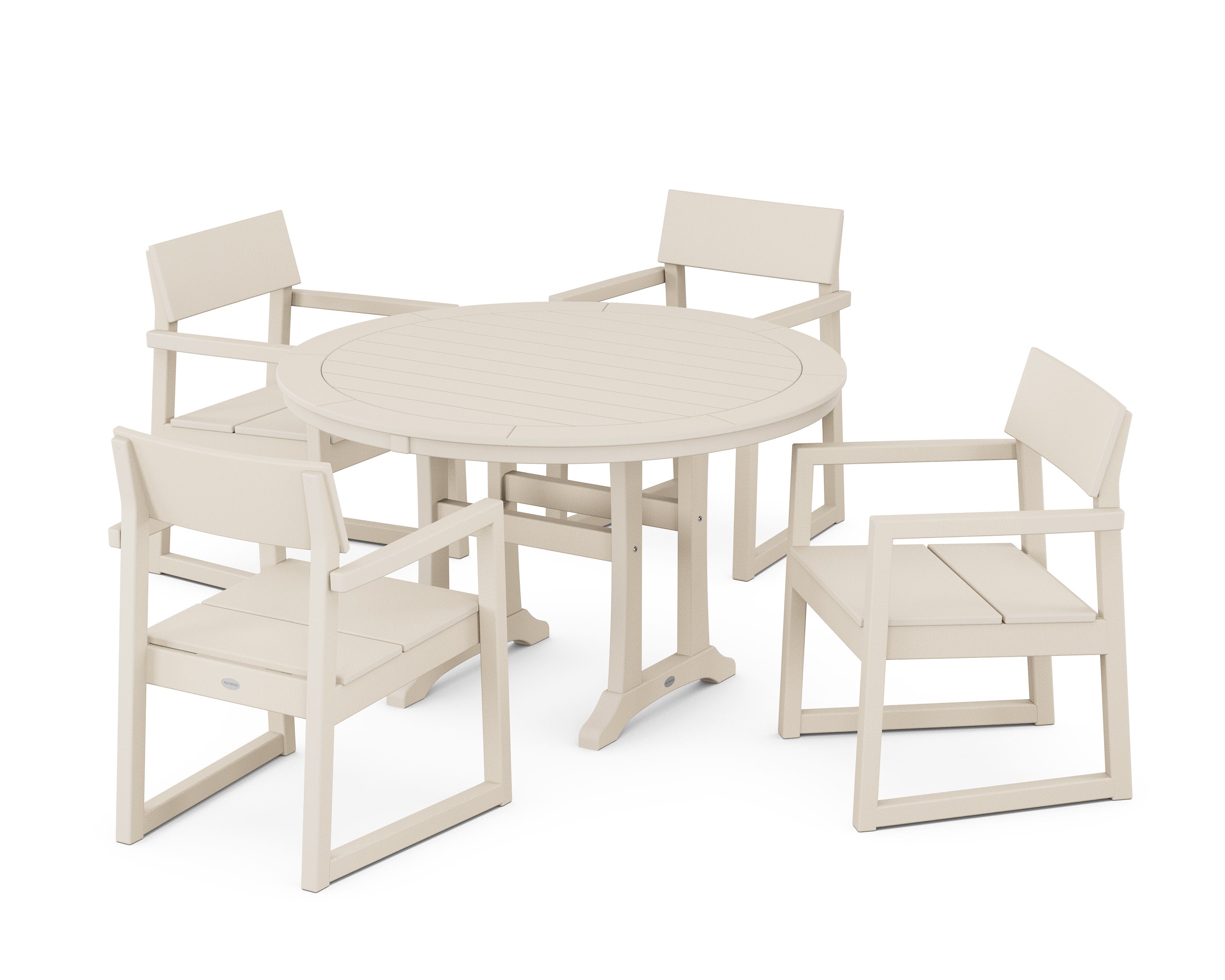 EDGE 5-Piece Round Dining Set with Trestle Legs in Sand