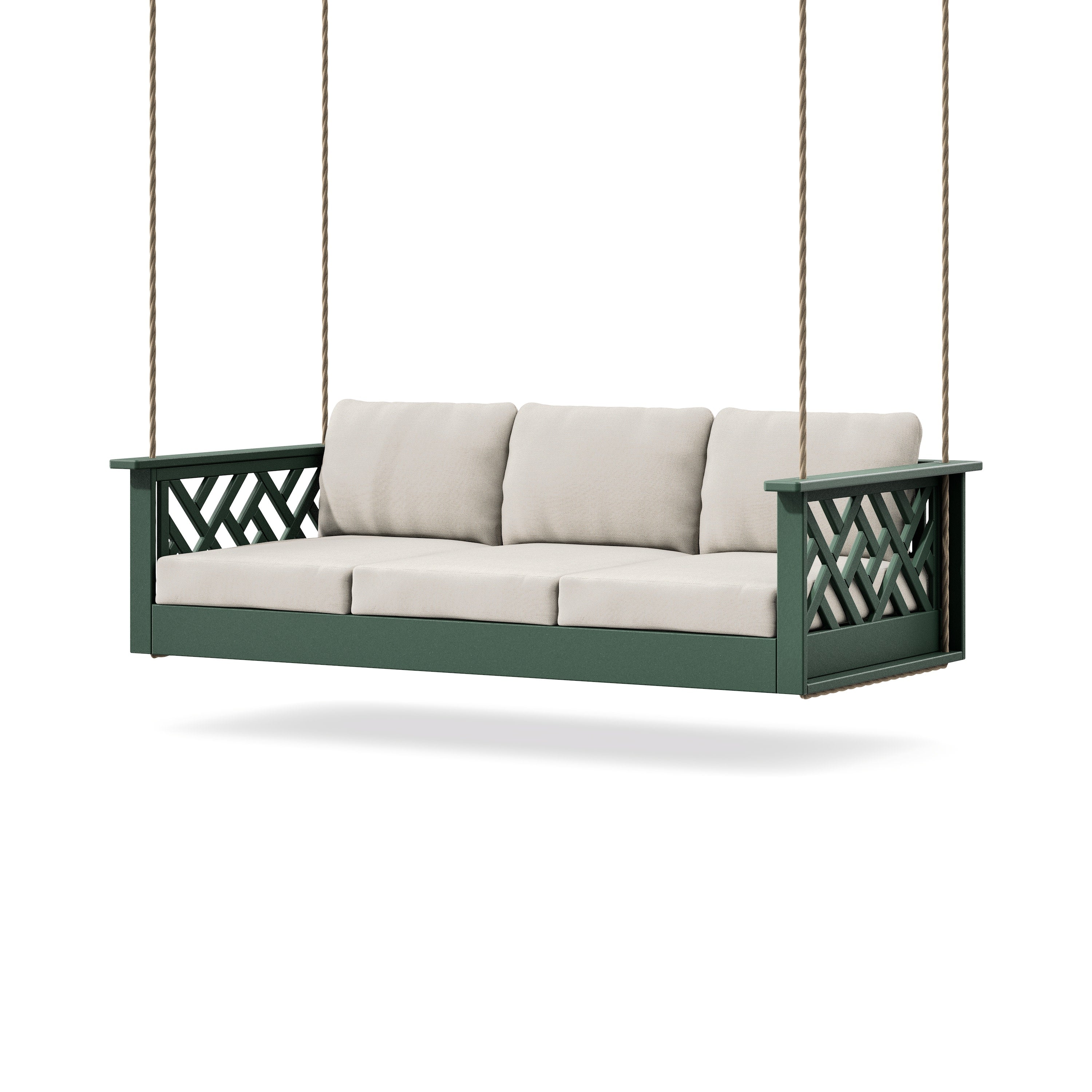 Chippendale Daybed Swing in Green / Dune Burlap