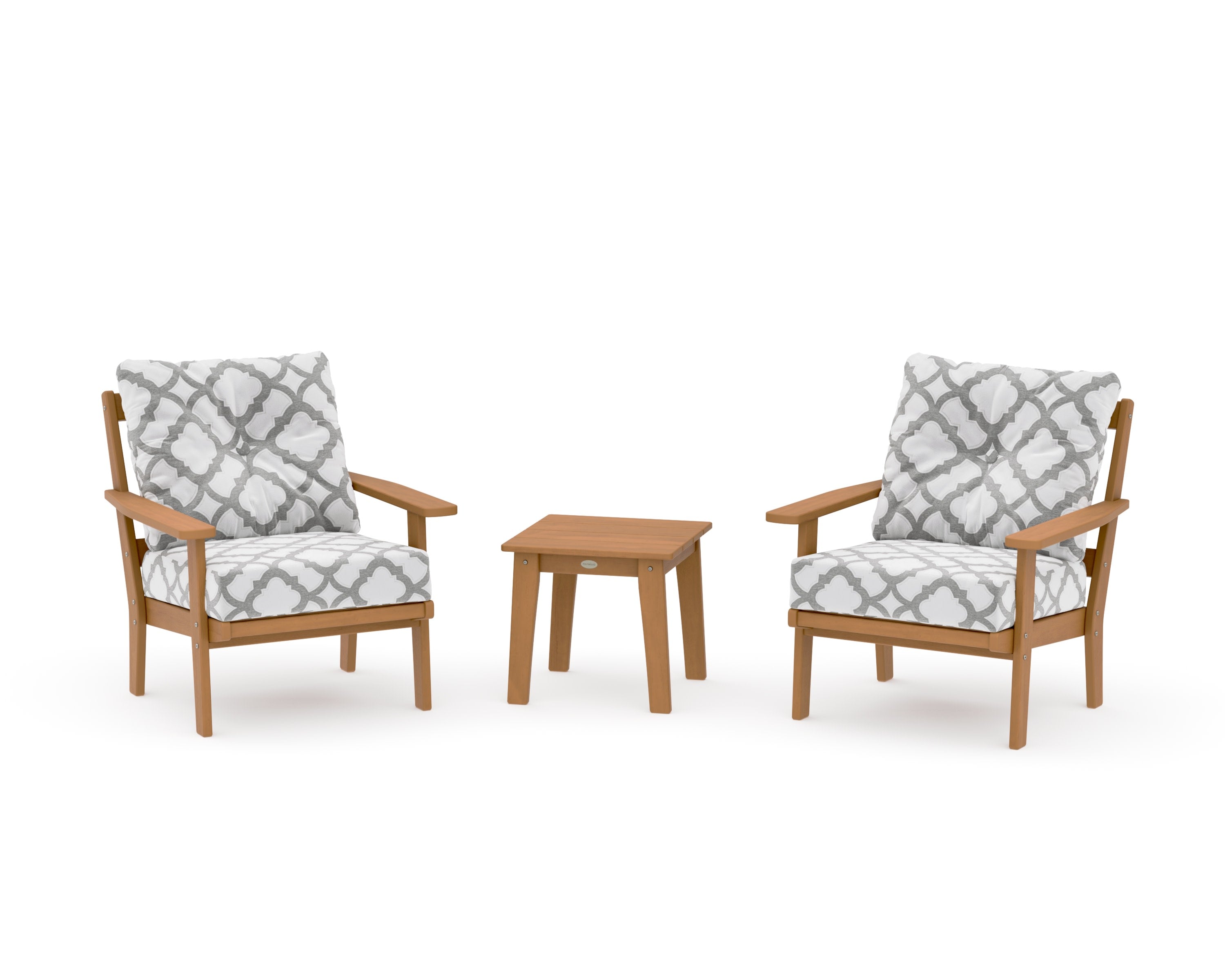 Prairie 3-Piece Deep Seating Set in Natural / Trellis Grey Mist