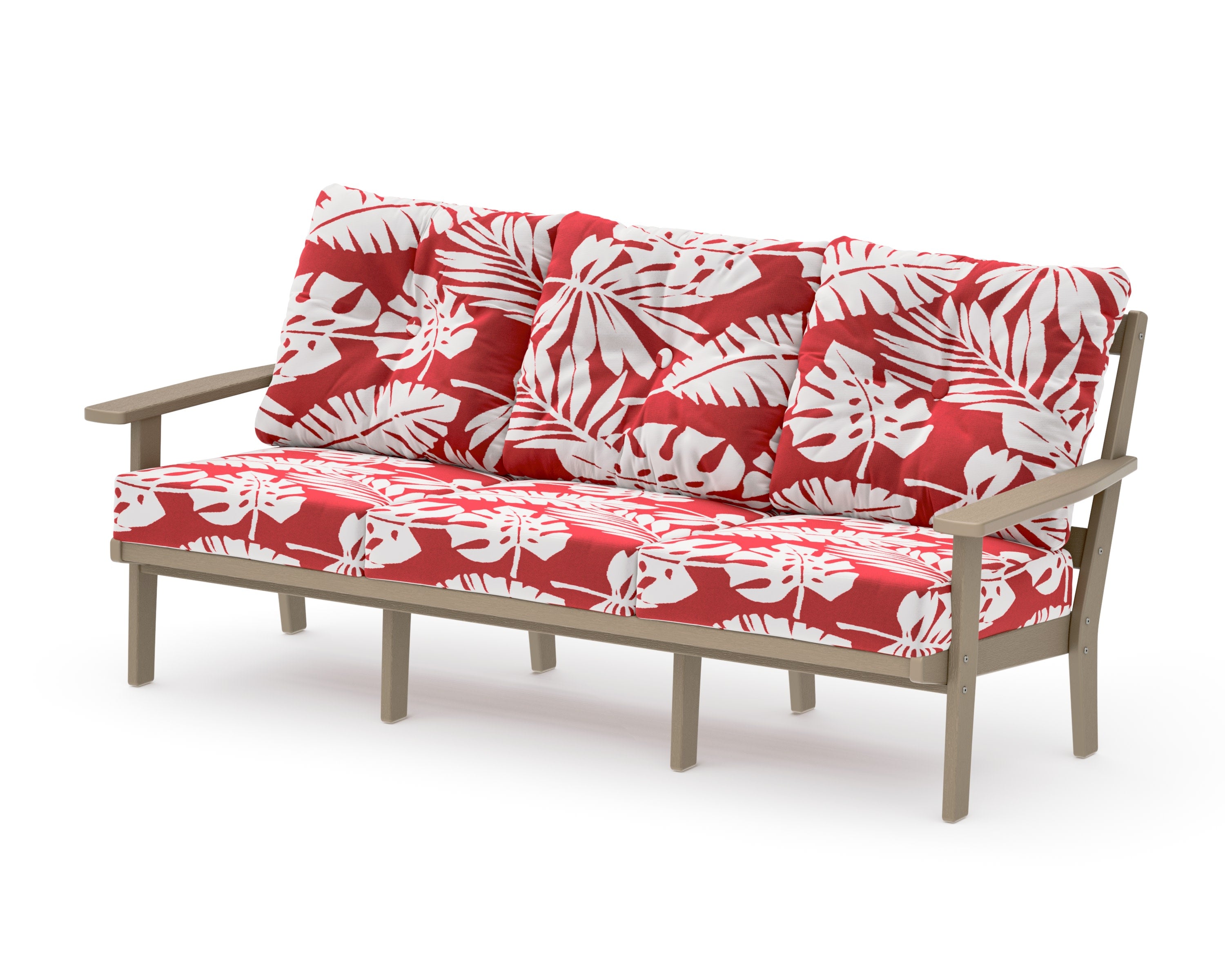 Oxford Deep Seating Sofa in Vintage Sahara / Leaf Crimson