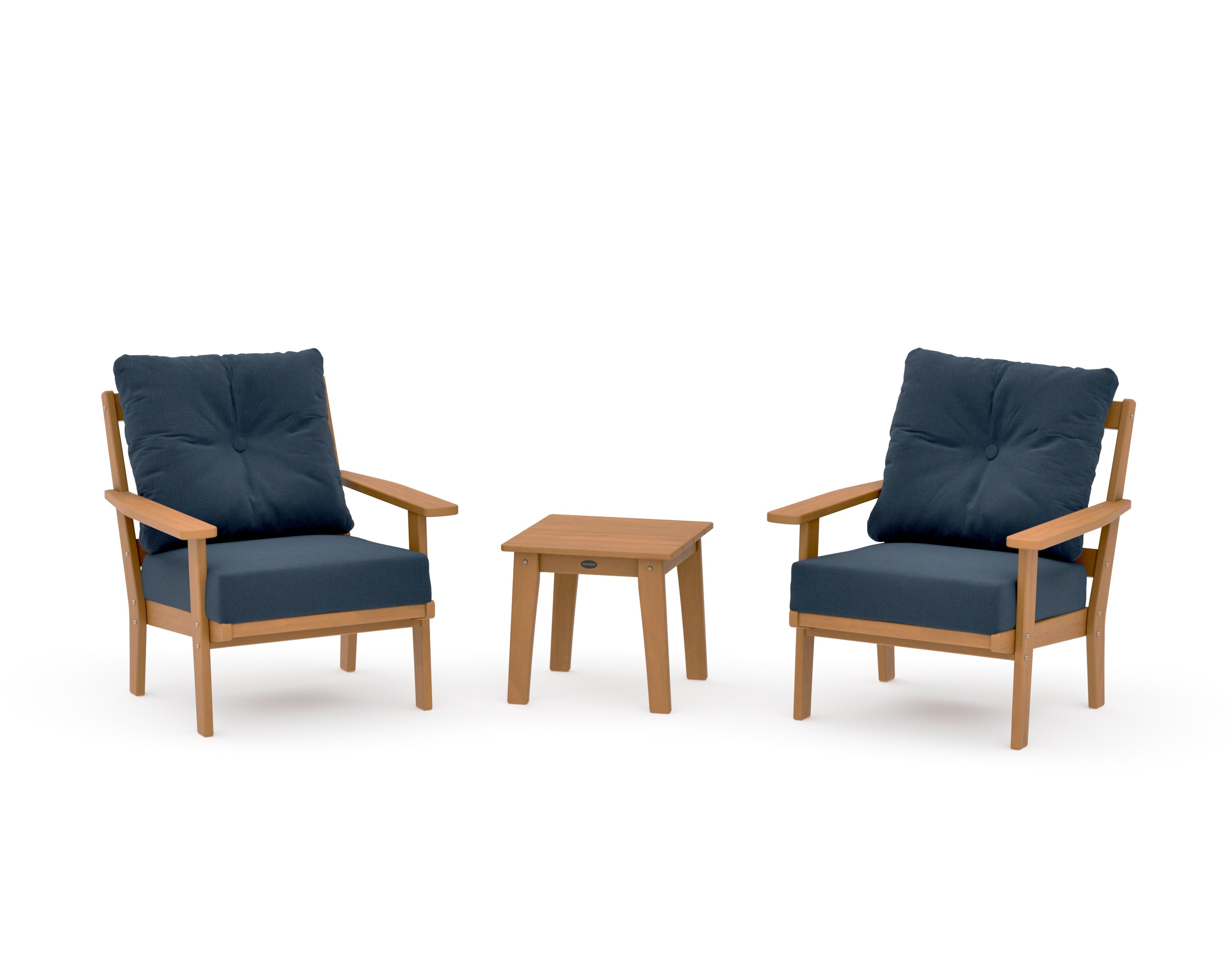 Oxford 3-Piece Deep Seating Set in Natural / Marine Indigo