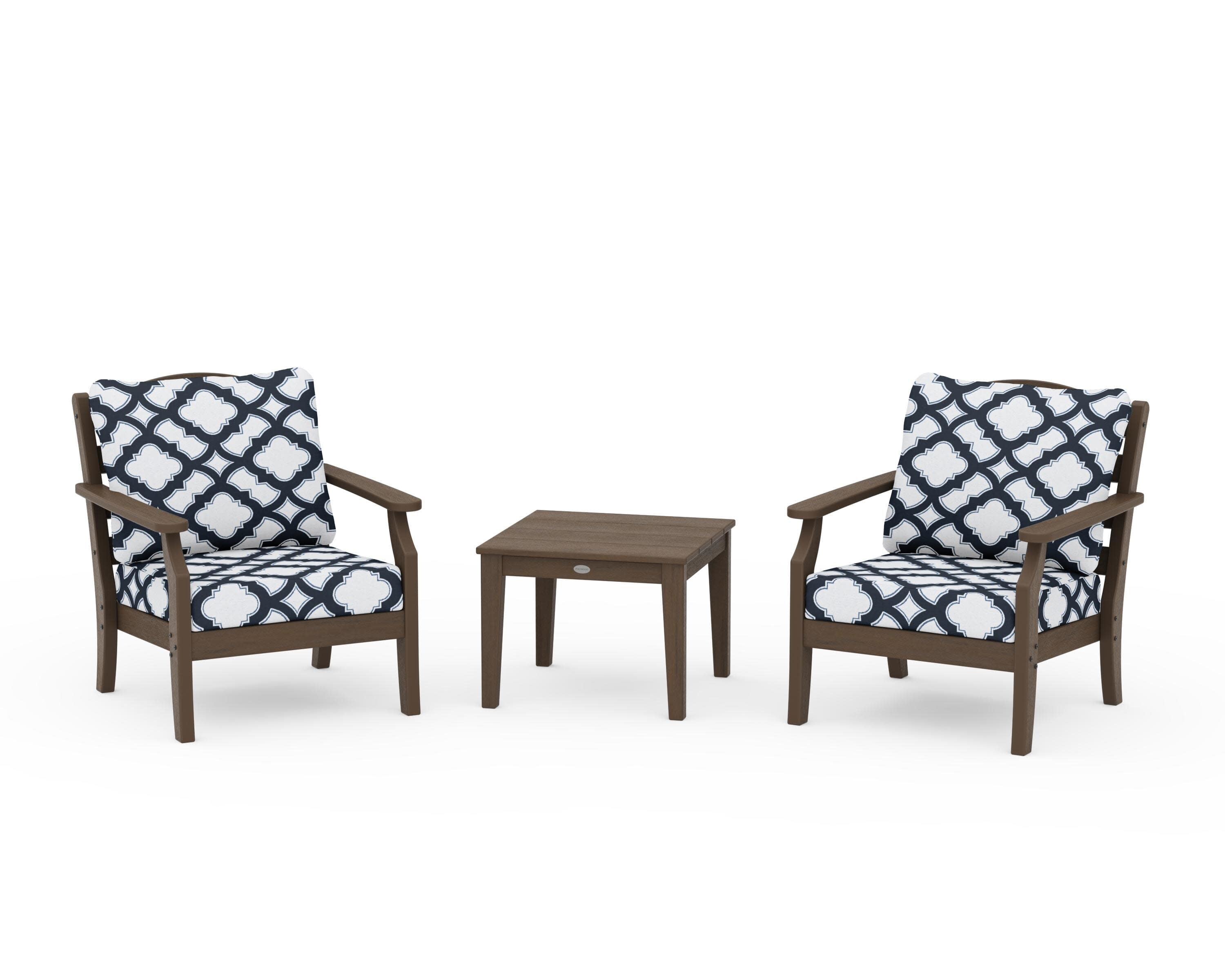 Savannah 3-Piece Deep Seating Set in Kona / Trellis Marine Indigo