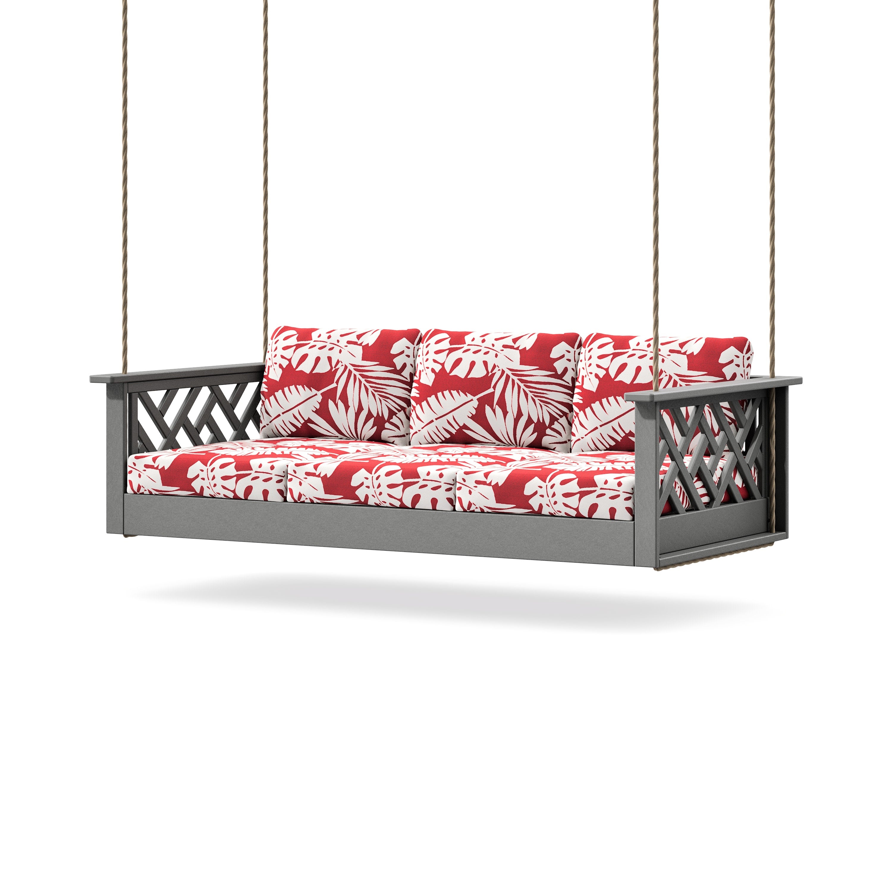 Chippendale Daybed Swing in Slate Grey / Leaf Crimson
