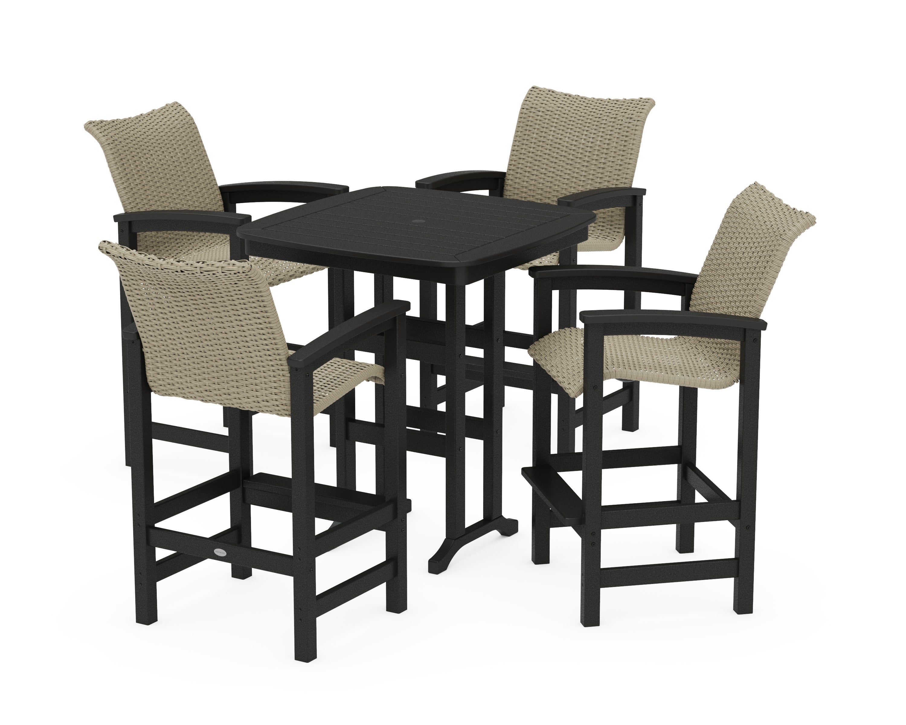 Coastal Woven 5-Piece Bar Set in Black / Dune Grass