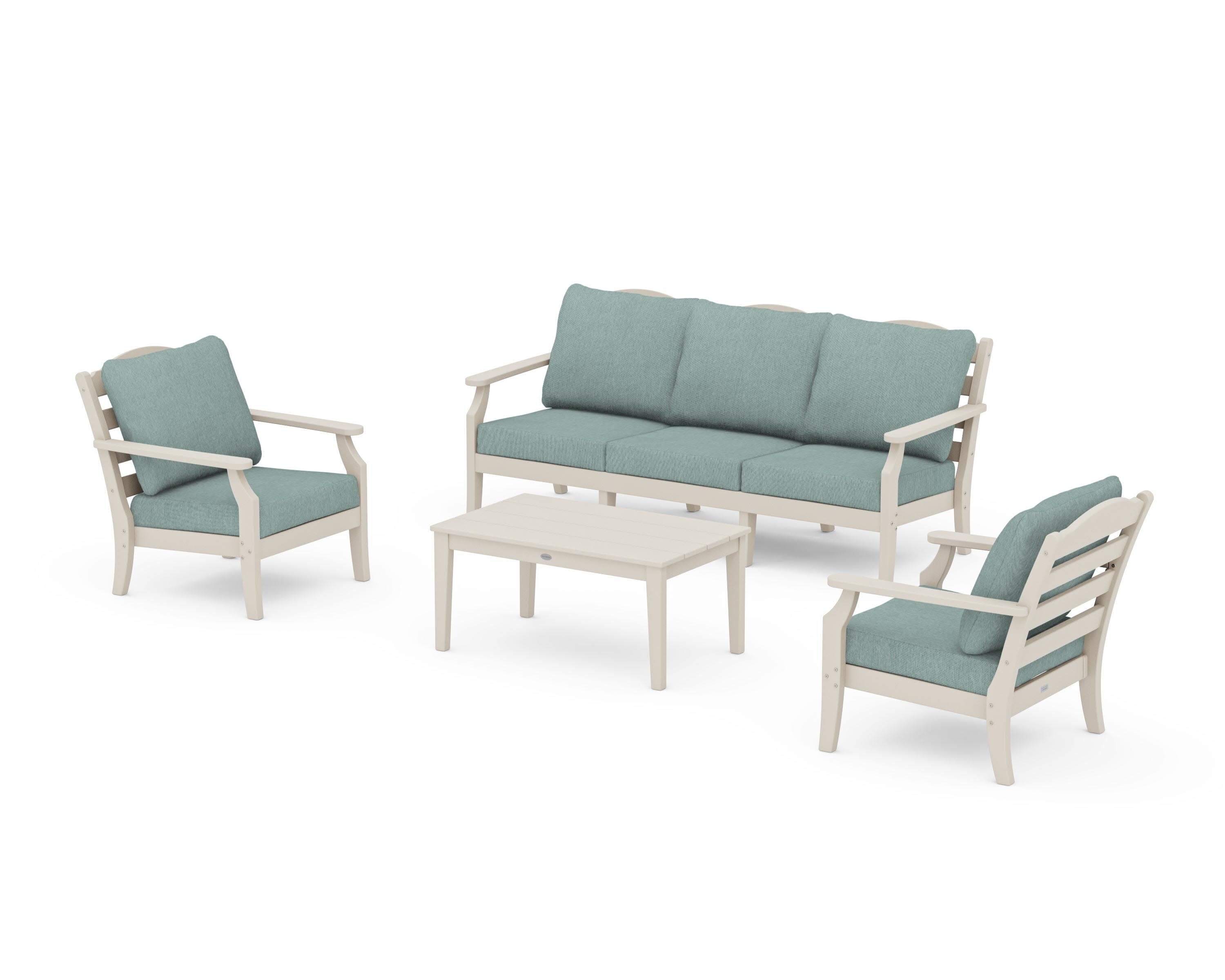 Savannah 4-Piece Deep Seating Set with Sofa in Sand / Glacier Spa