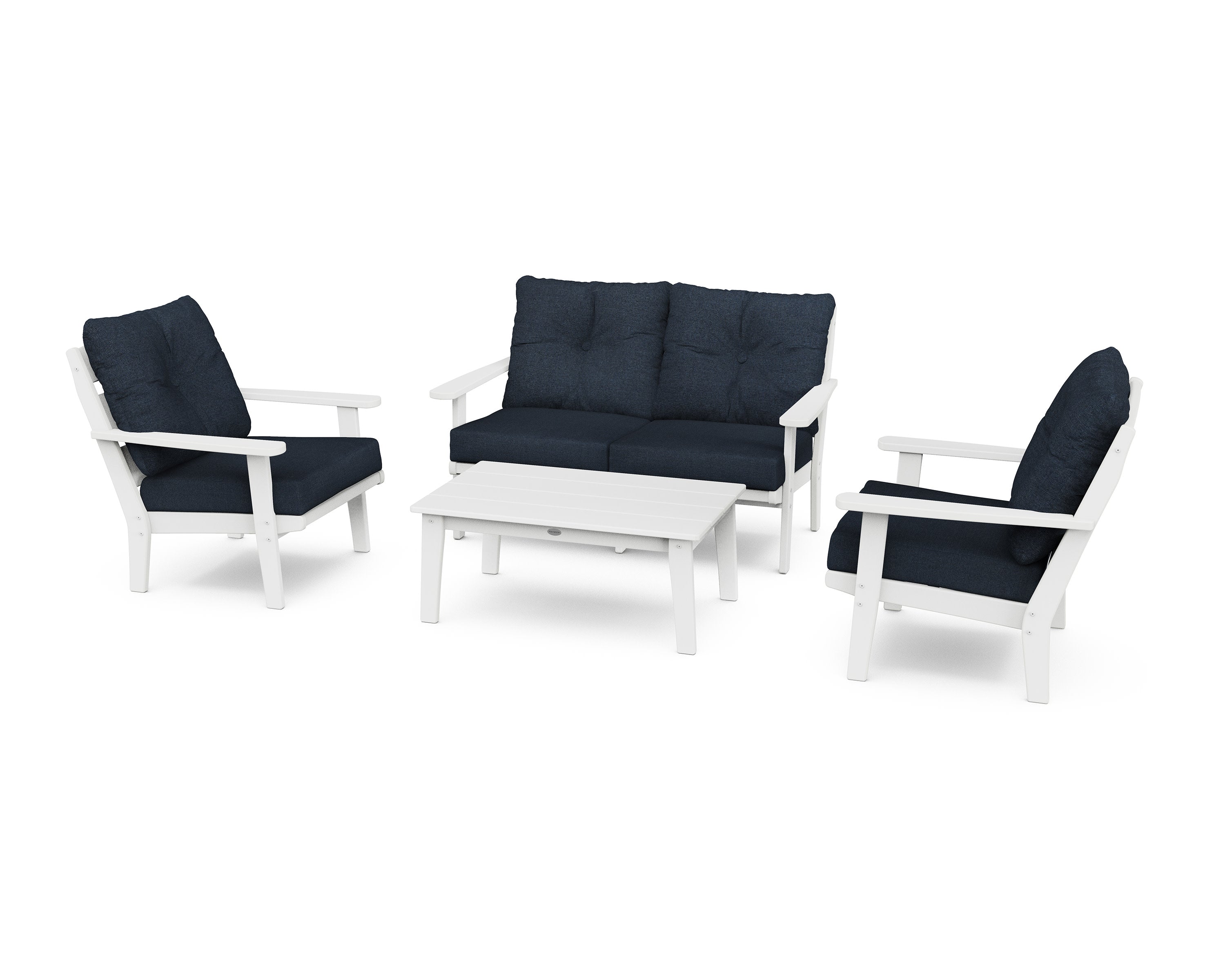 Lakeside 4-Piece Deep Seating Set in White / Marine Indigo